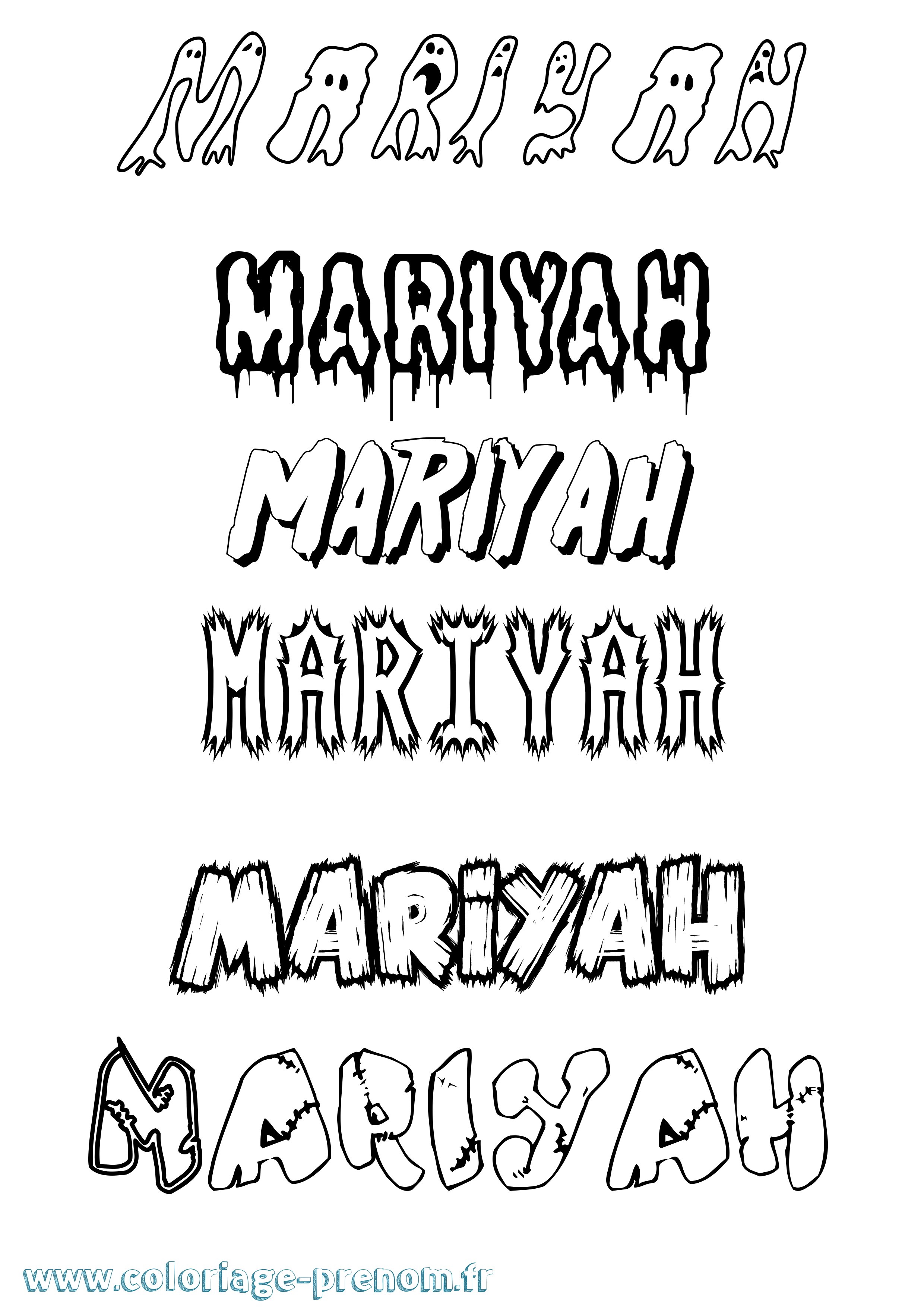 Coloriage Mariyah Frisson Coloriage prénom Mariyah Frisson