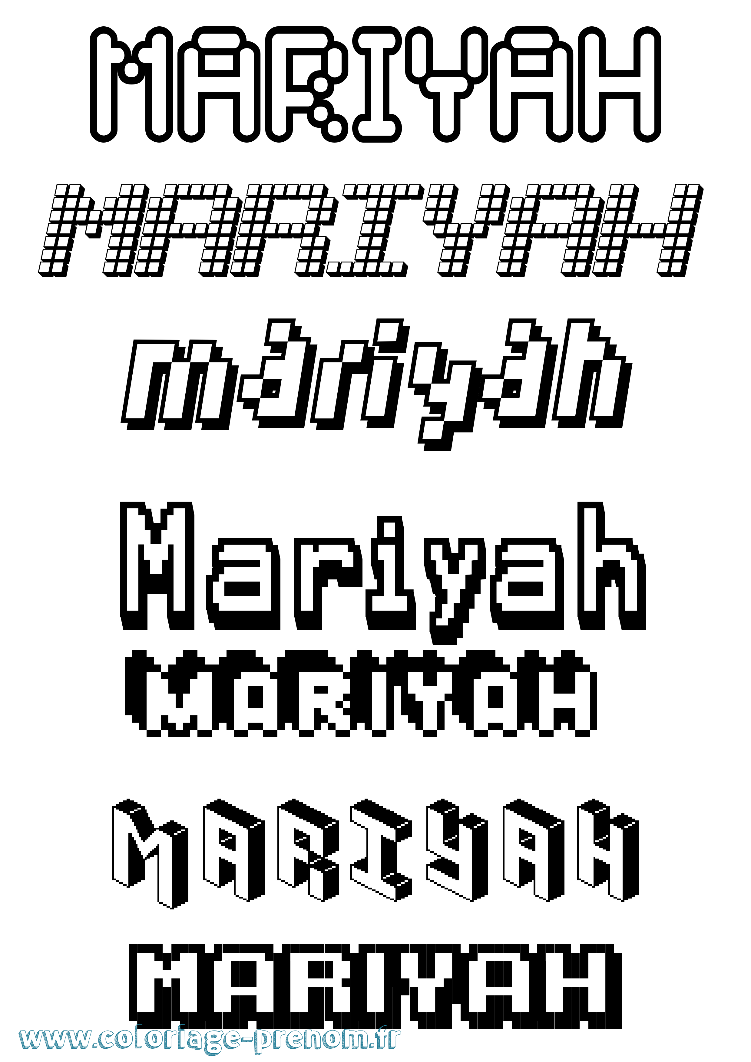 Coloriage Mariyah Pixel Coloriage prénom Mariyah Pixel