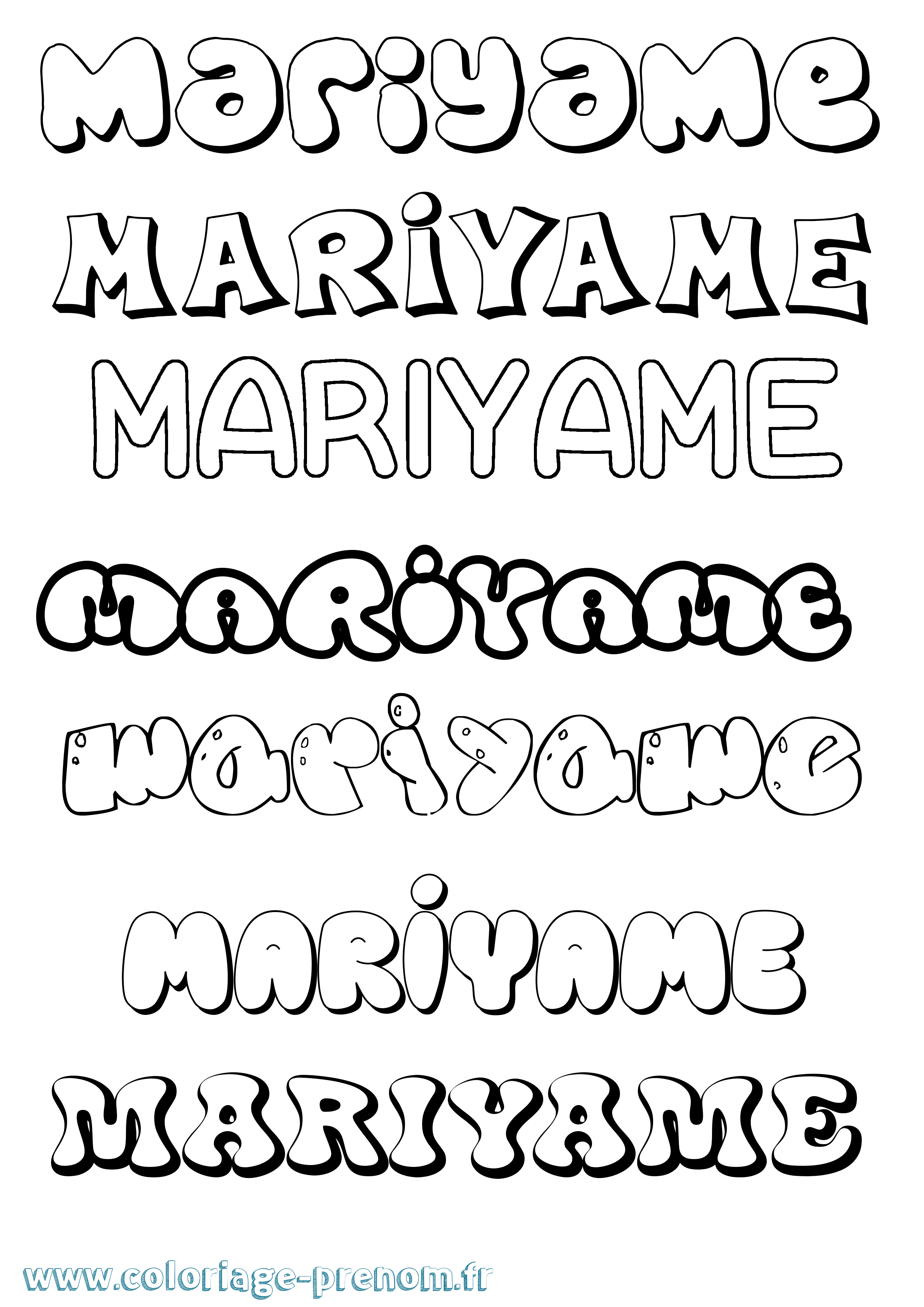Coloriage Mariyame Bubble Coloriage prénom Mariyame Bubble