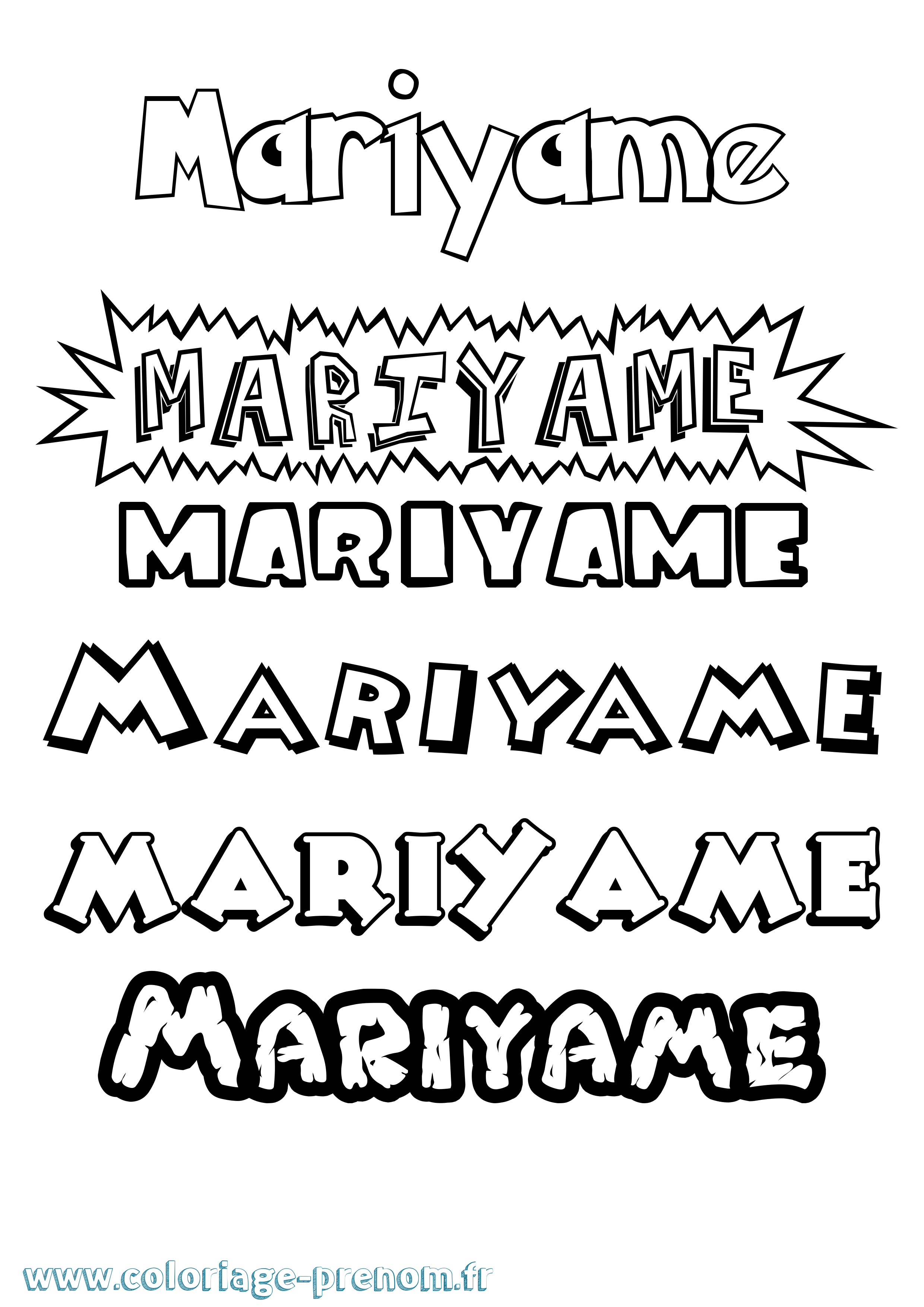 Coloriage Mariyame Dessin Animé Coloriage prénom Mariyame Dessin Animé