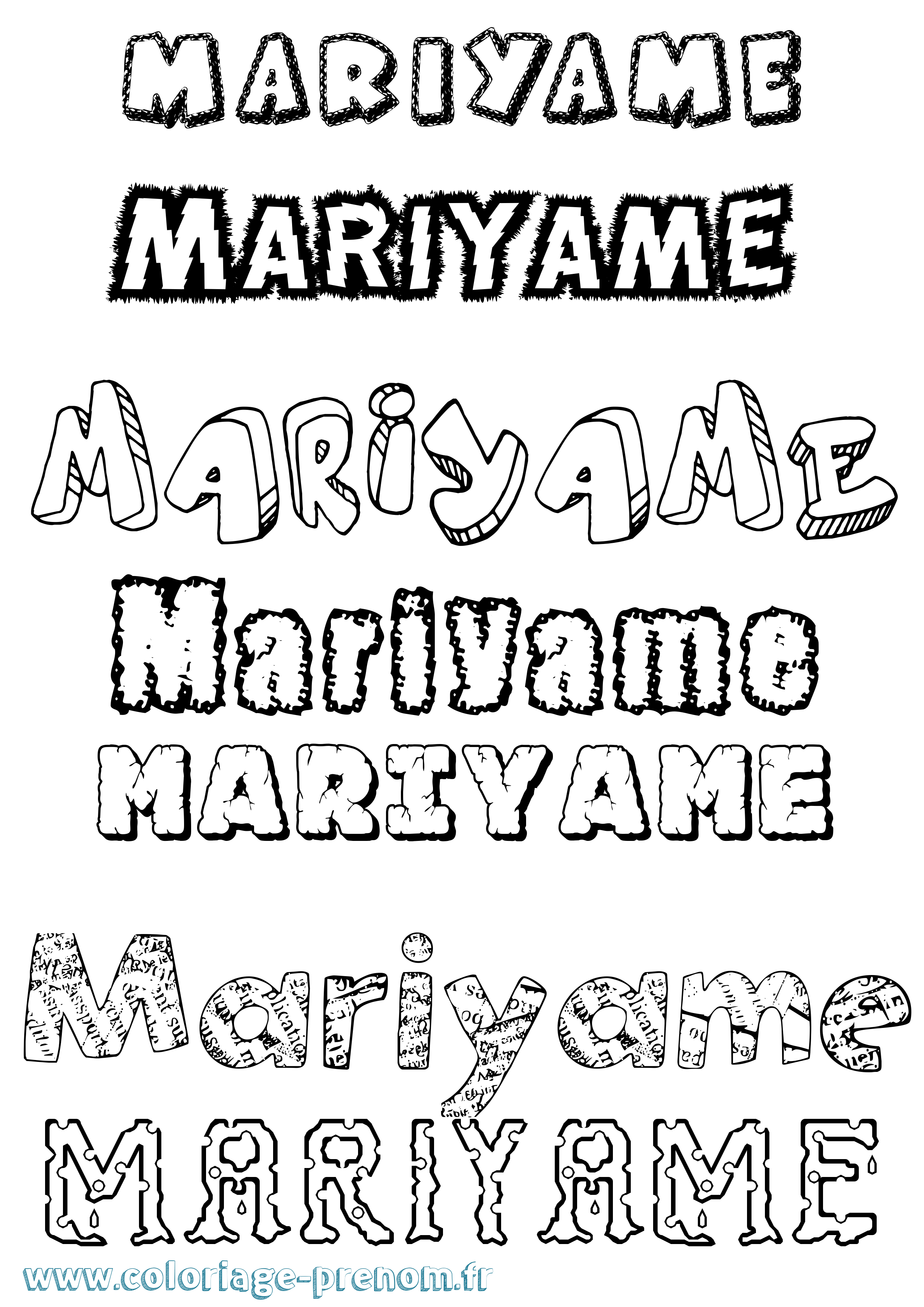 Coloriage Mariyame Destructuré Coloriage prénom Mariyame Destructuré