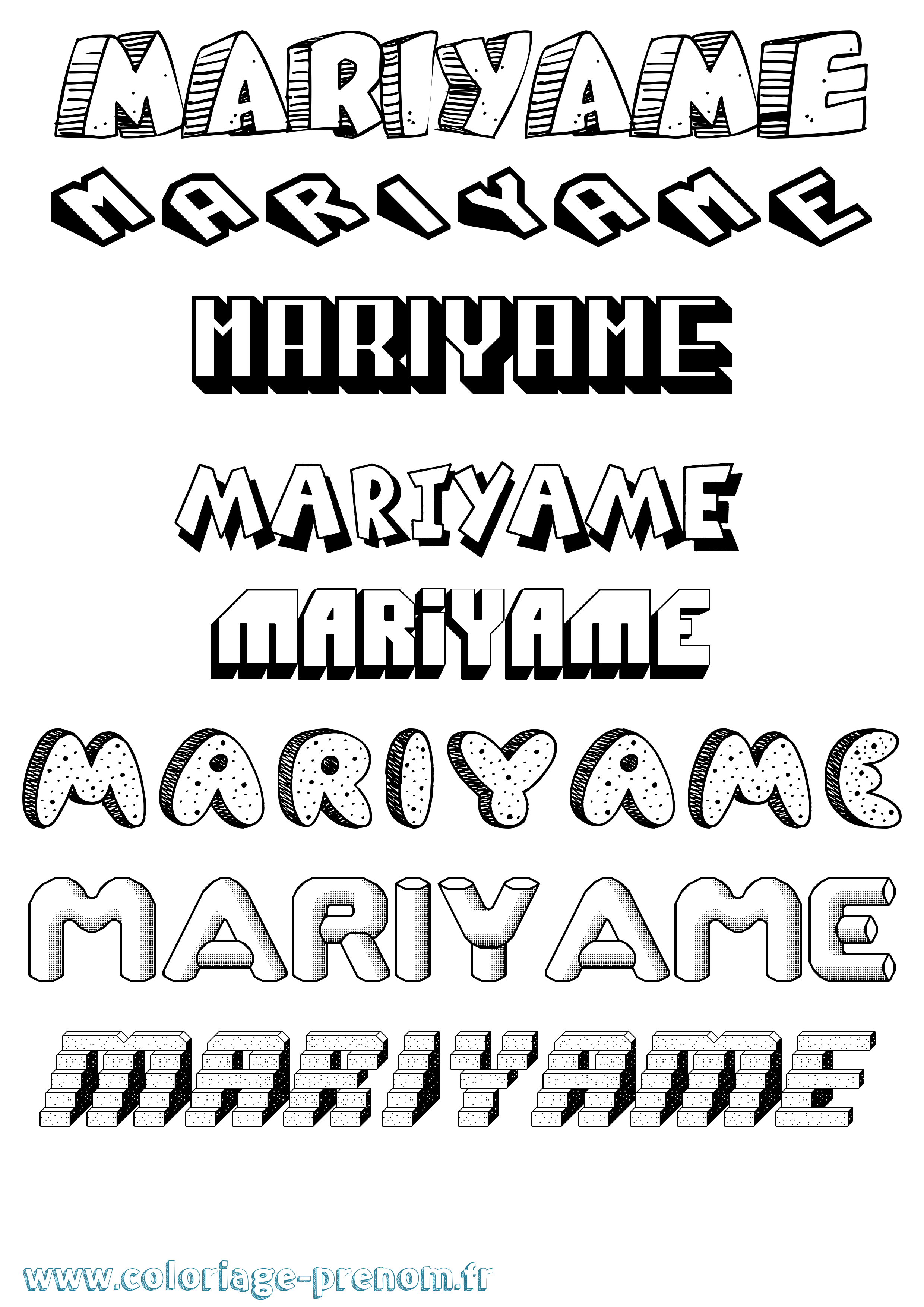 Coloriage Mariyame Effet 3D Coloriage prénom Mariyame Effet 3D