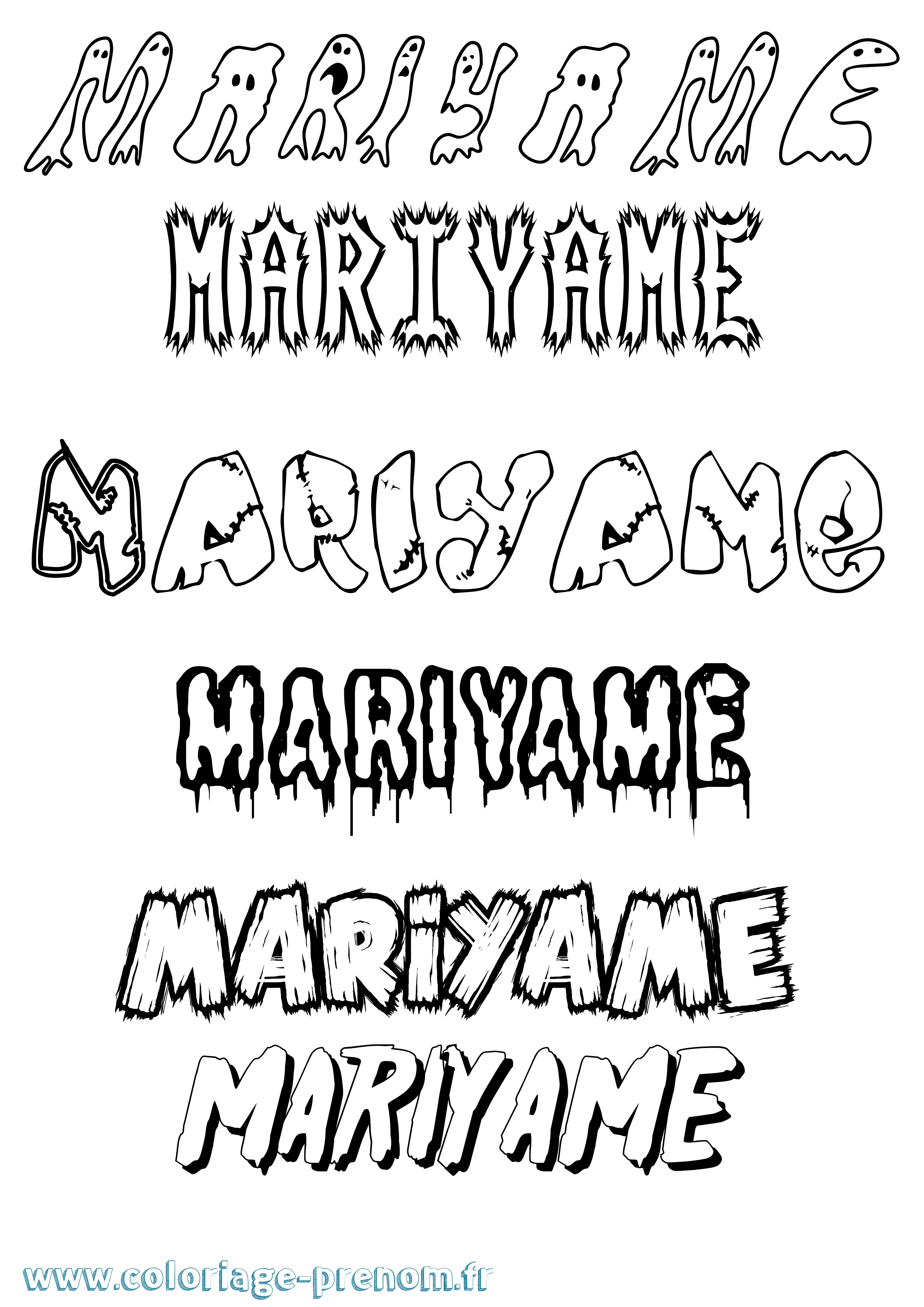 Coloriage Mariyame Frisson Coloriage prénom Mariyame Frisson