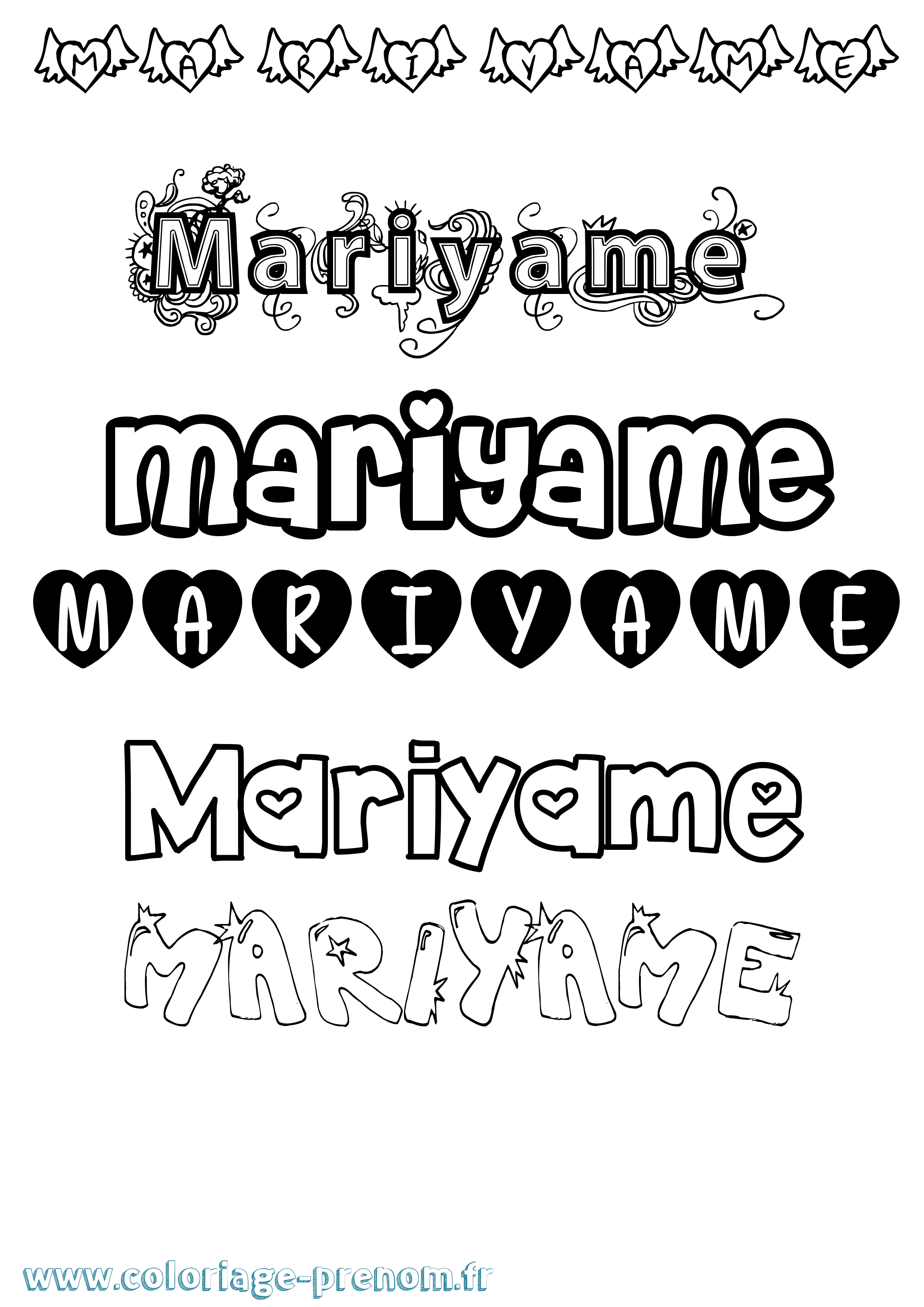 Coloriage Mariyame Girly Coloriage prénom Mariyame Girly