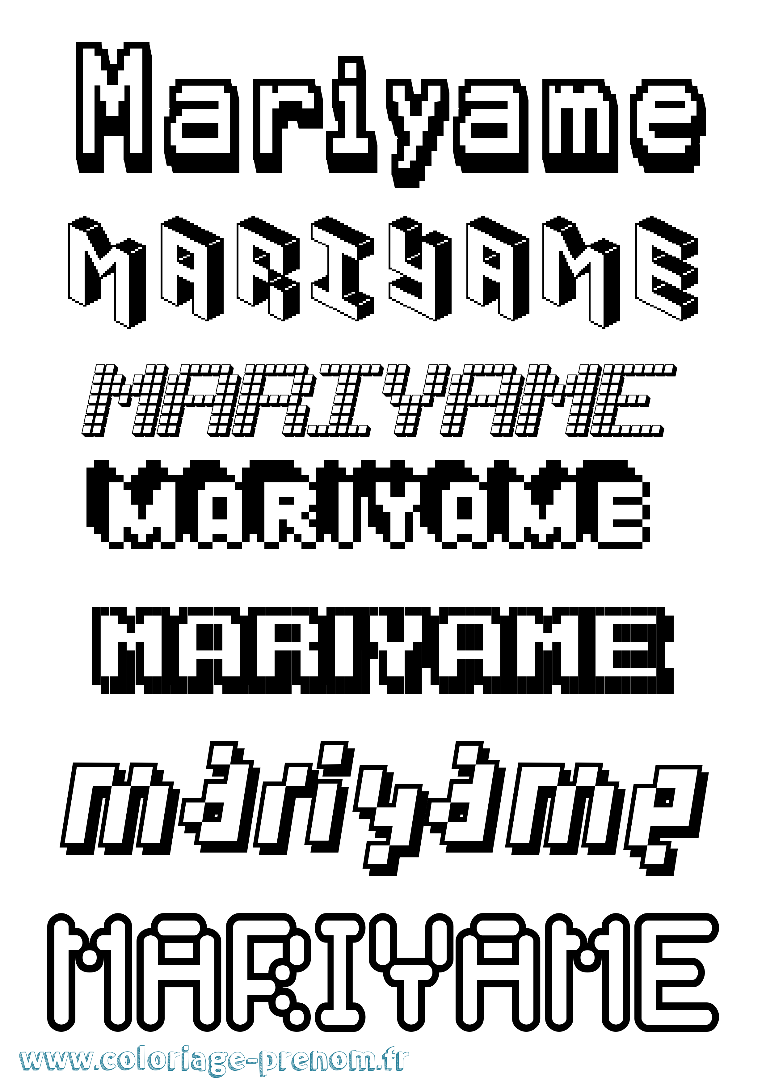 Coloriage Mariyame Pixel Coloriage prénom Mariyame Pixel