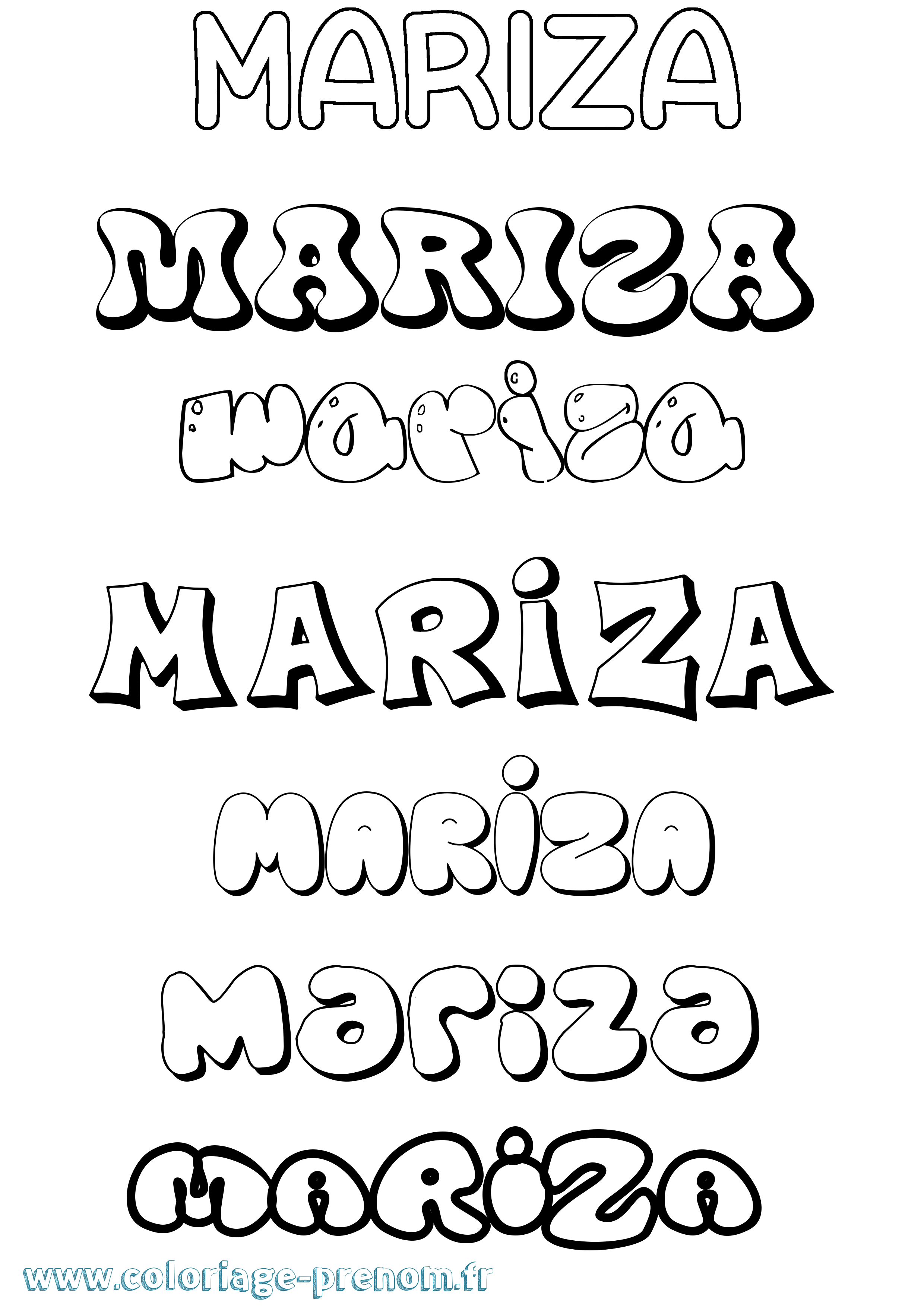 Coloriage Mariza Bubble Coloriage prénom Mariza Bubble