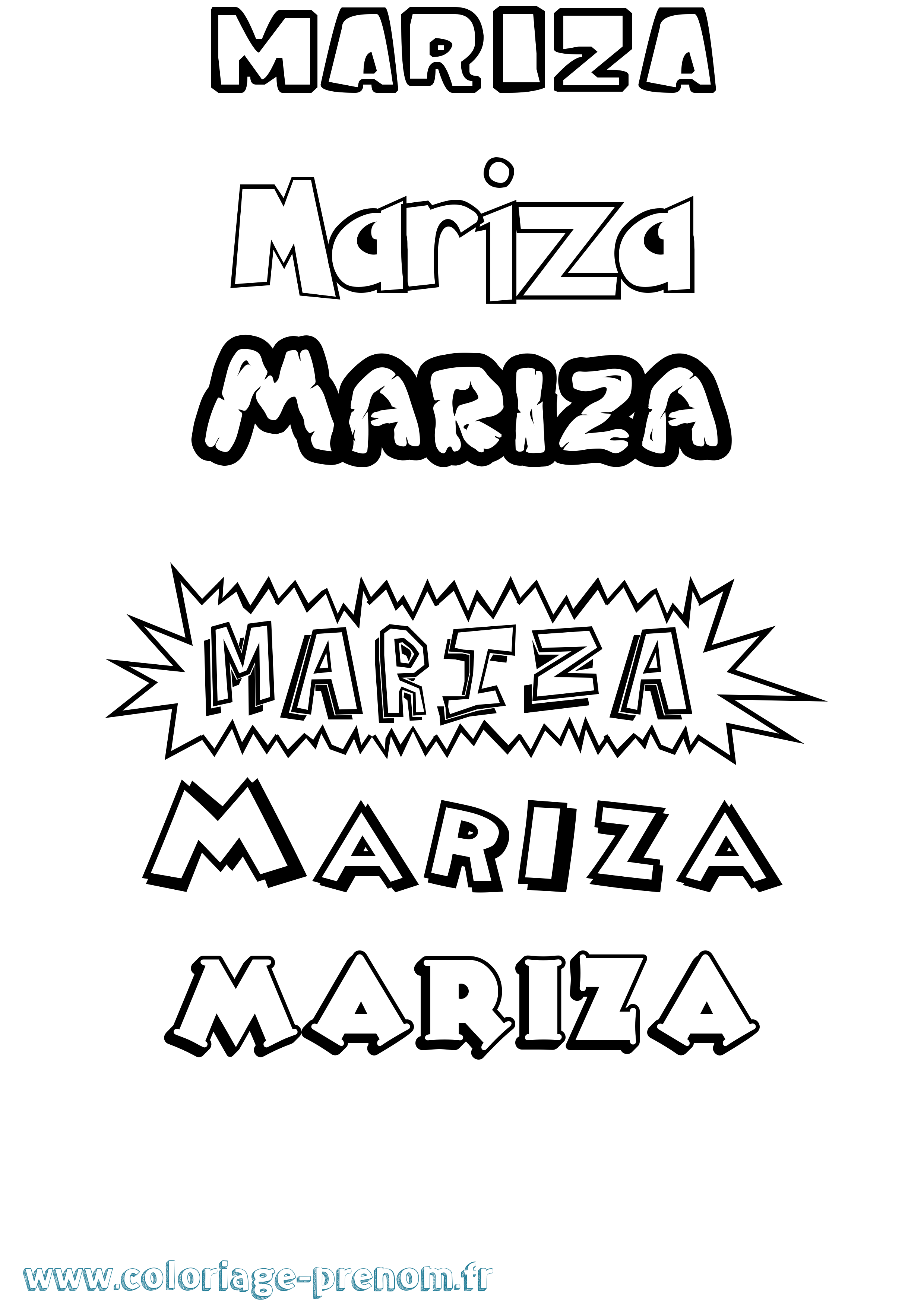 Coloriage Mariza Dessin Animé Coloriage prénom Mariza Dessin Animé