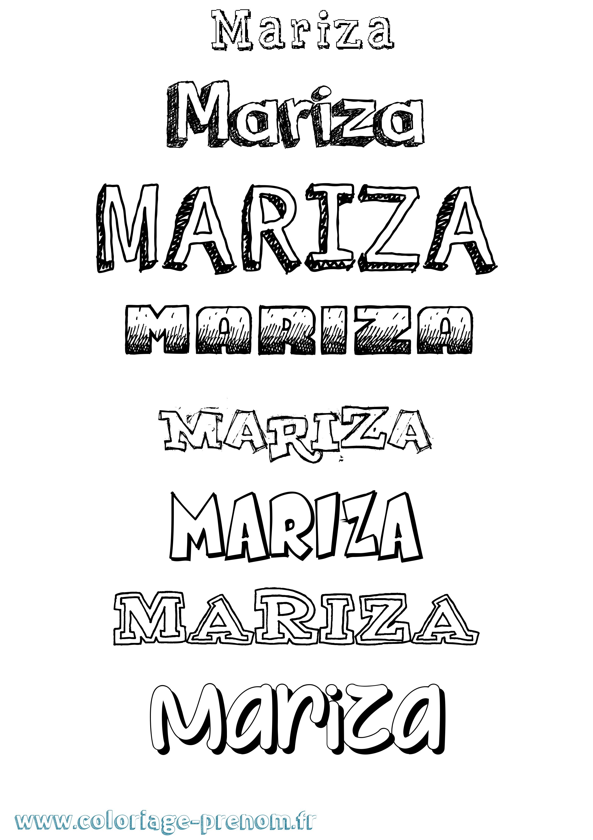 Coloriage Mariza Dessiné Coloriage prénom Mariza Dessiné