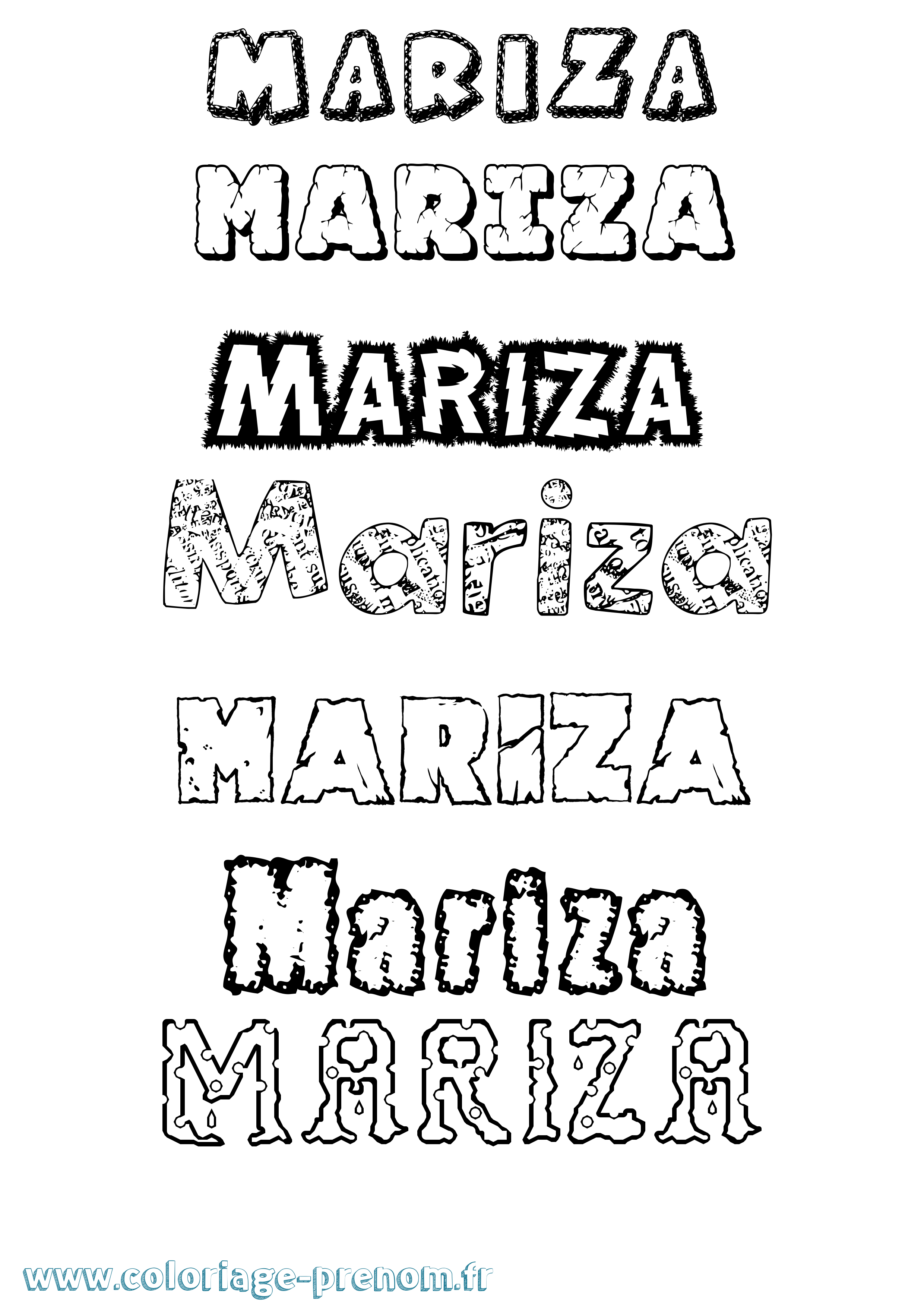 Coloriage Mariza Destructuré Coloriage prénom Mariza Destructuré