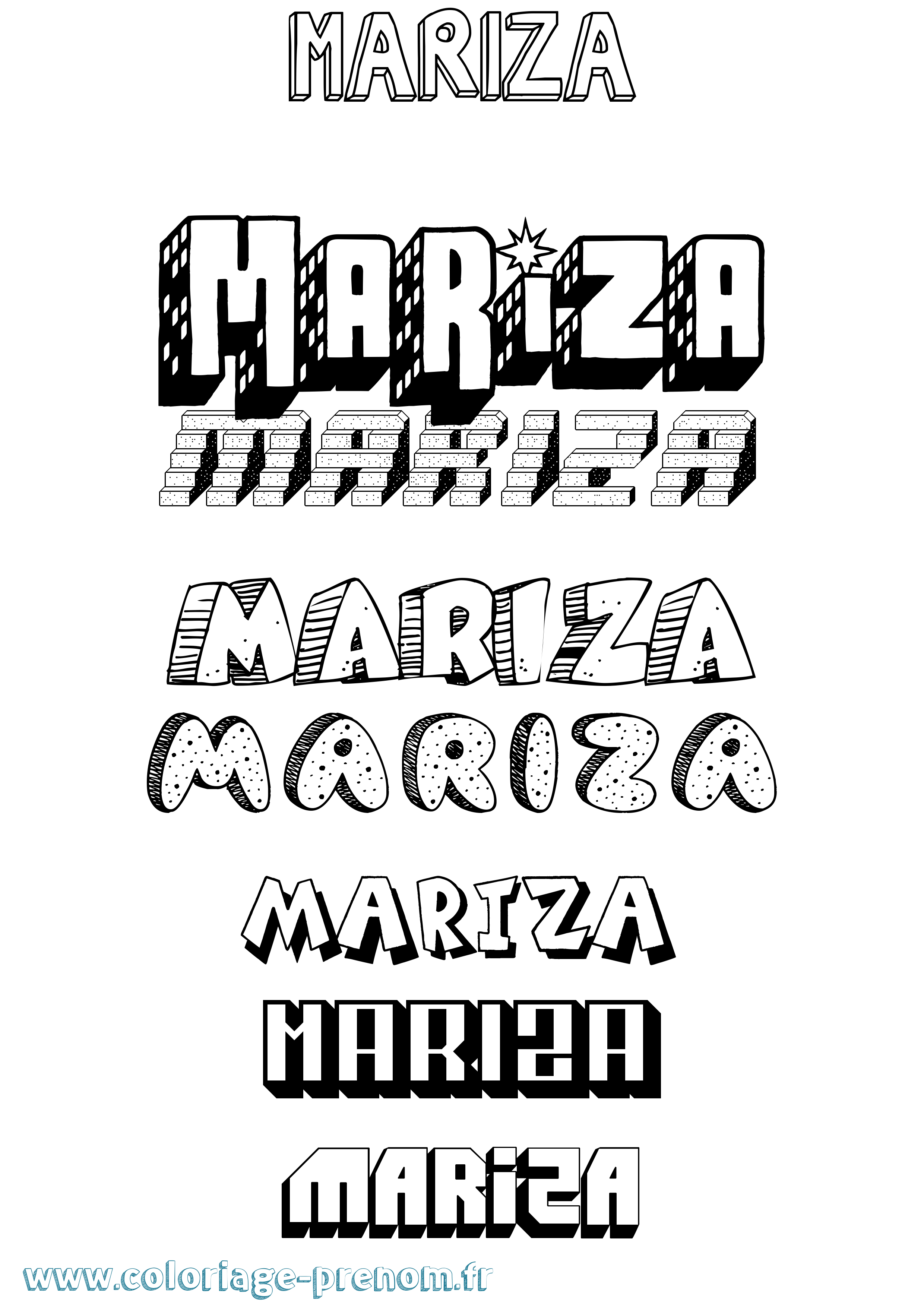 Coloriage Mariza Effet 3D Coloriage prénom Mariza Effet 3D