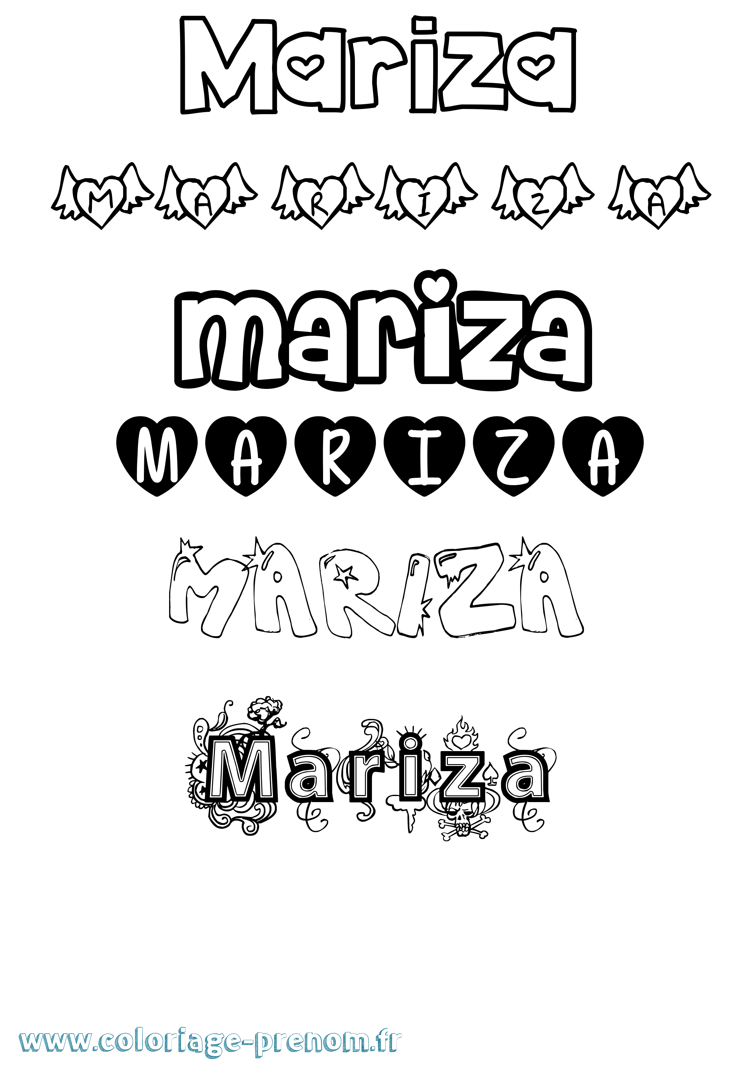 Coloriage Mariza Girly Coloriage prénom Mariza Girly