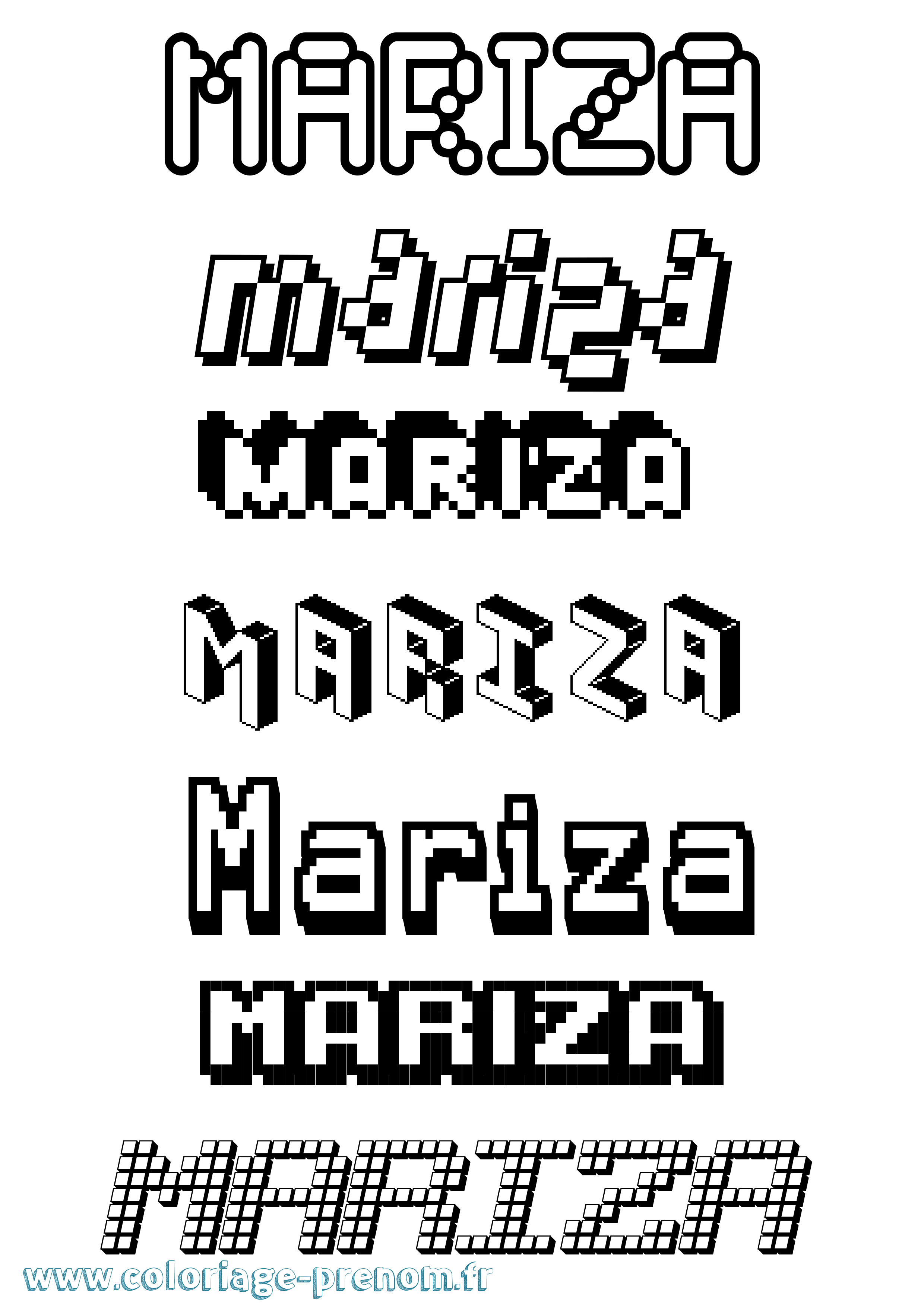 Coloriage Mariza Pixel Coloriage prénom Mariza Pixel