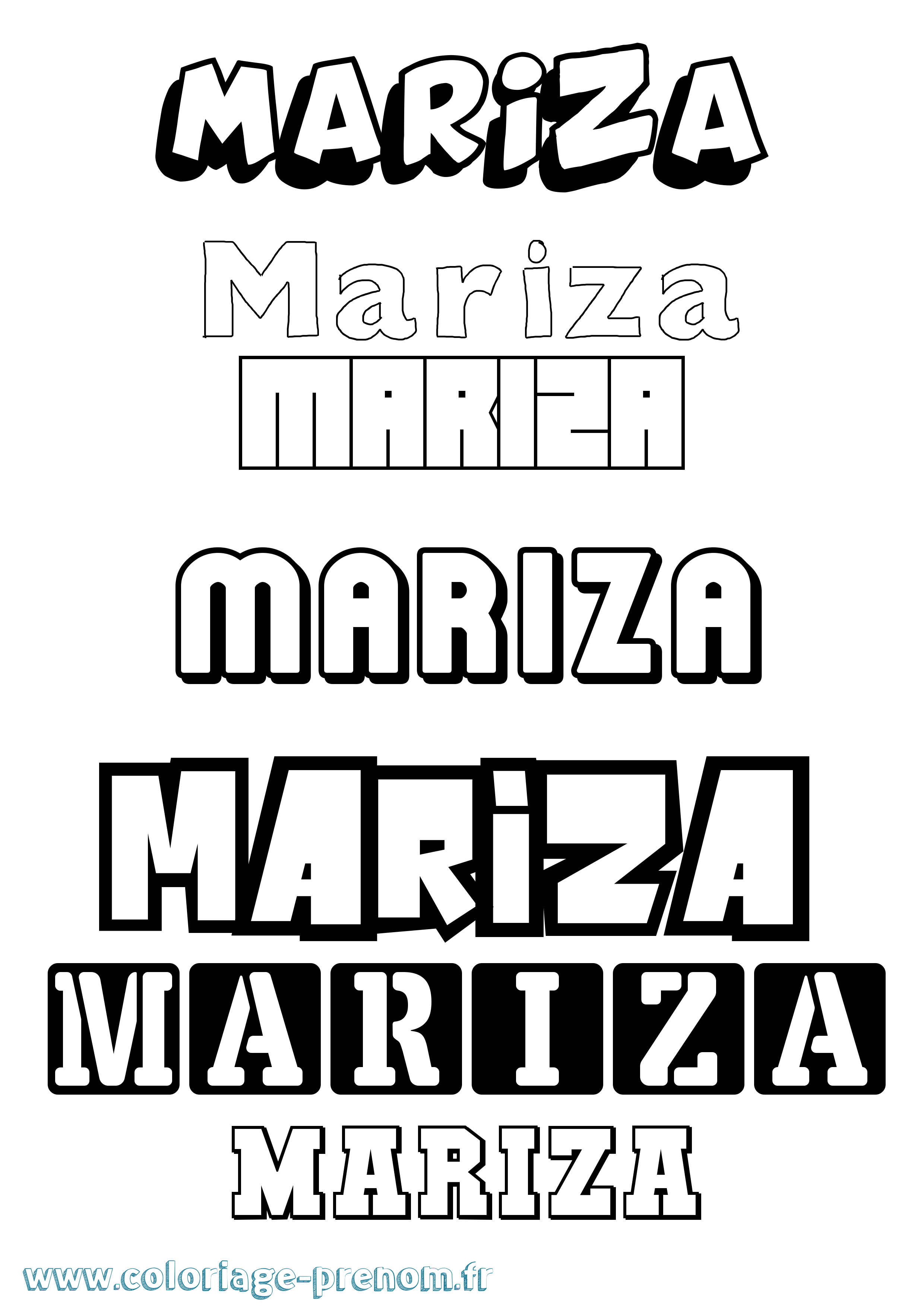Coloriage Mariza Simple Coloriage prénom Mariza Simple