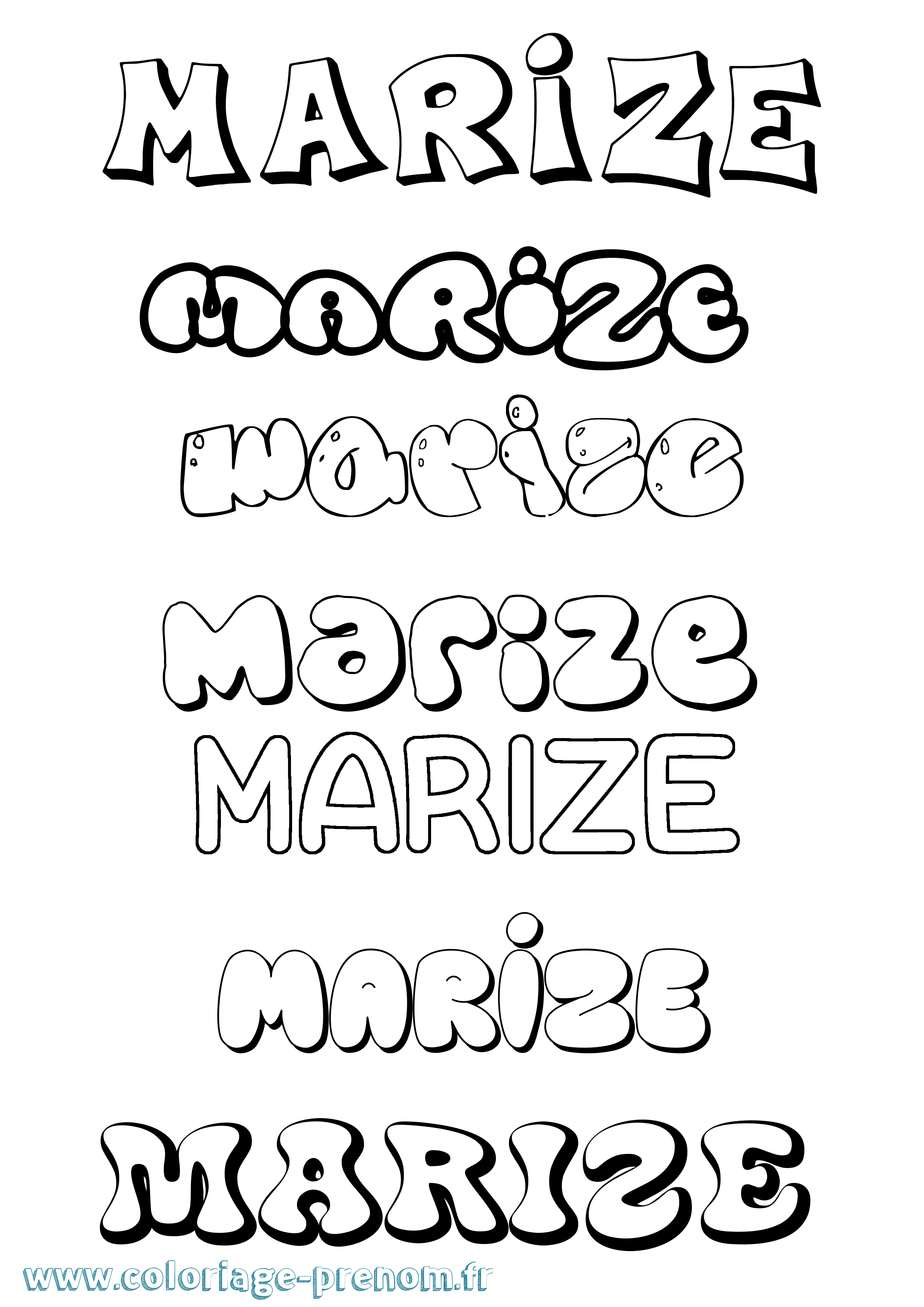 Coloriage Marize Bubble Coloriage prénom Marize Bubble