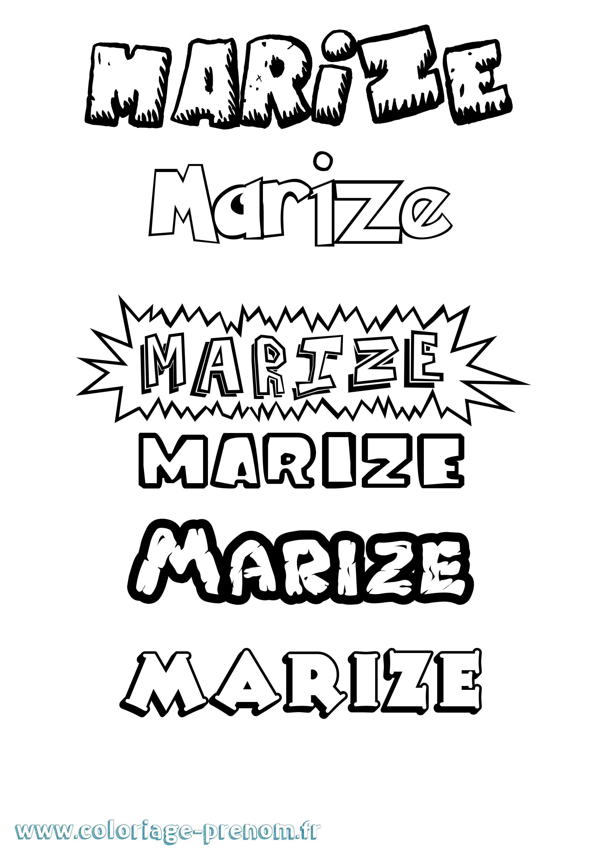 Coloriage Marize Dessin Animé Coloriage prénom Marize Dessin Animé