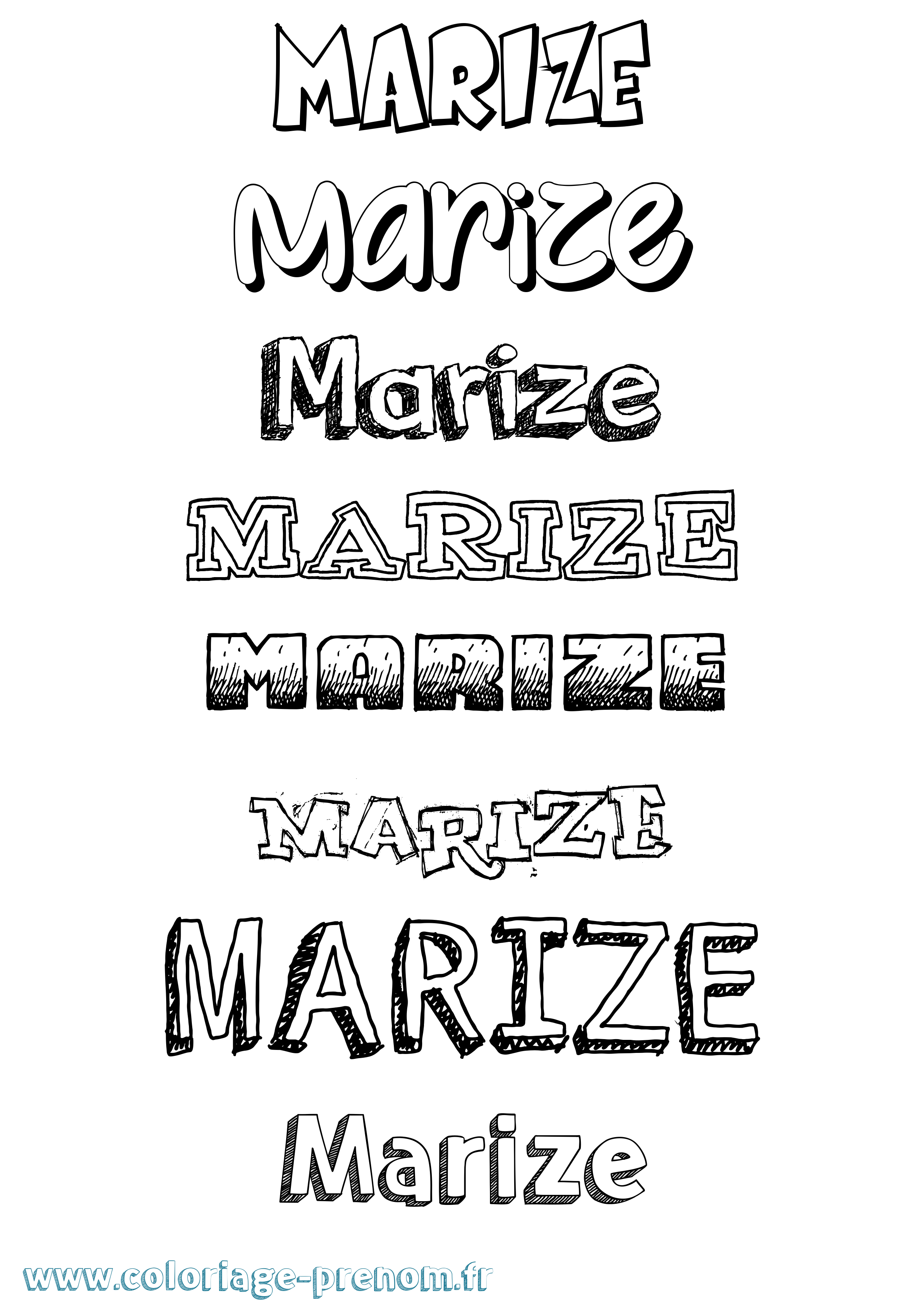 Coloriage Marize Dessiné Coloriage prénom Marize Dessiné