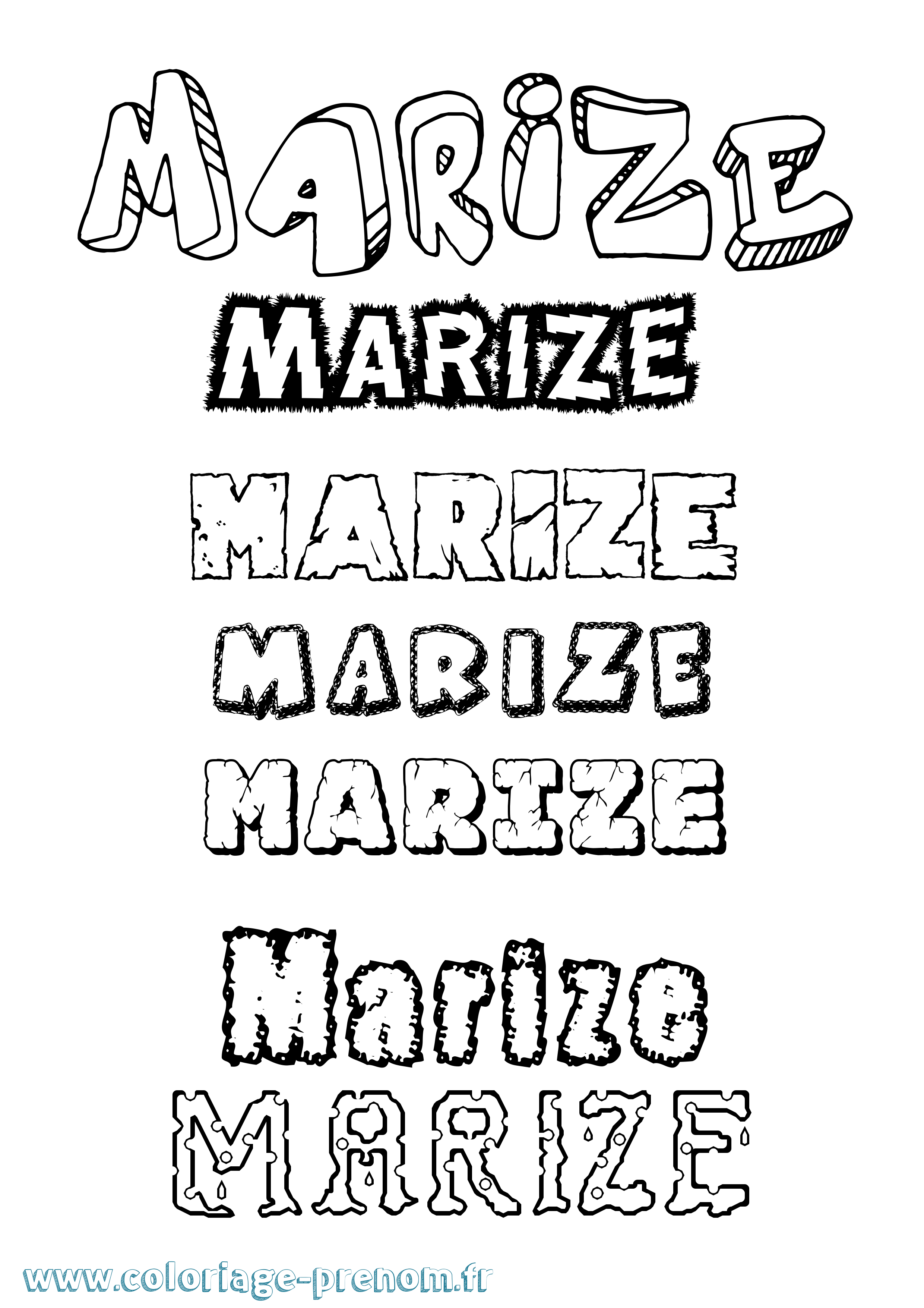 Coloriage Marize Destructuré Coloriage prénom Marize Destructuré