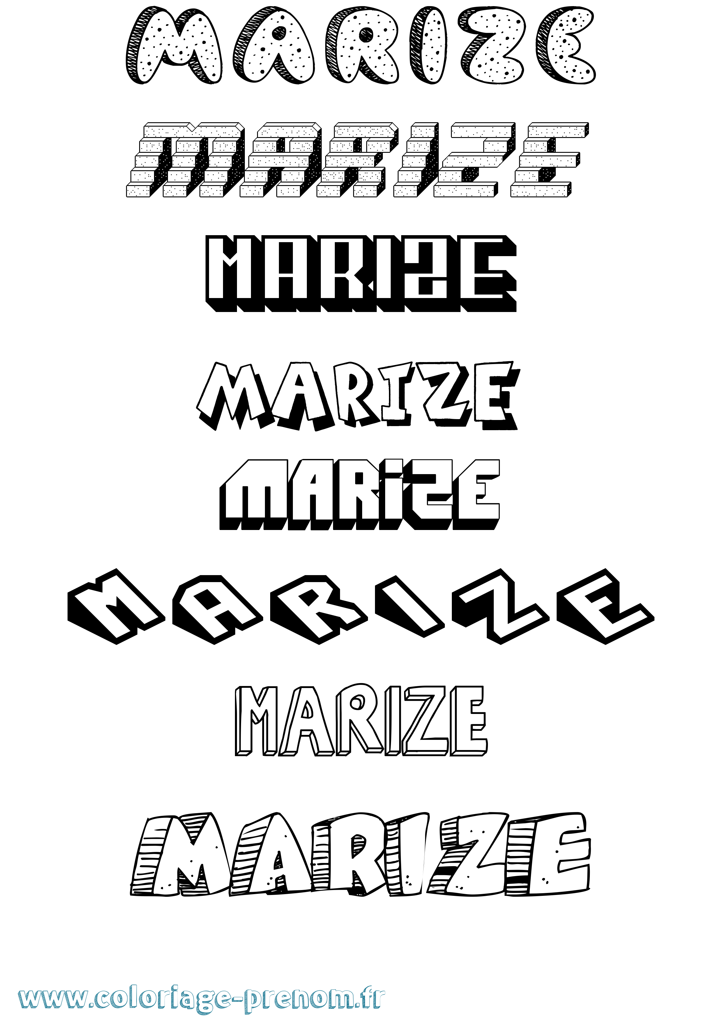Coloriage Marize Effet 3D Coloriage prénom Marize Effet 3D
