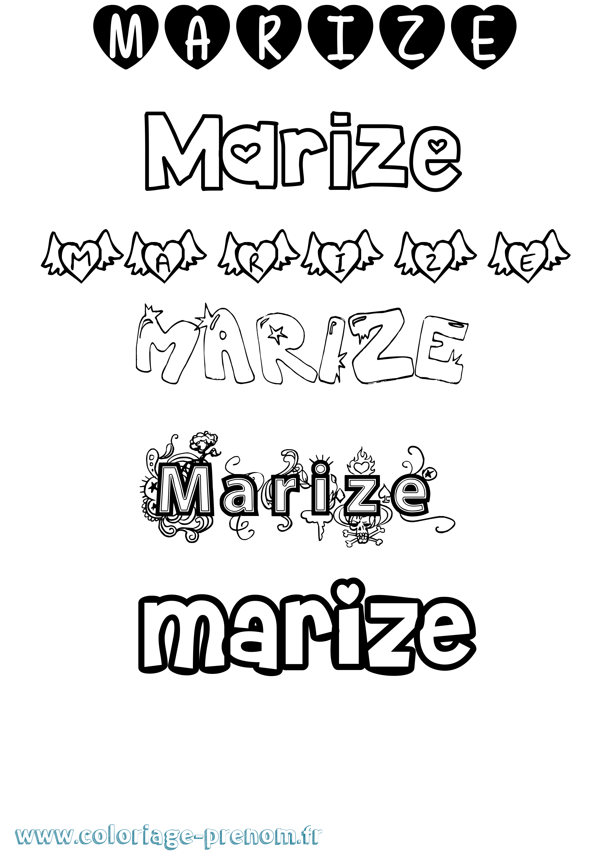 Coloriage Marize Girly Coloriage prénom Marize Girly