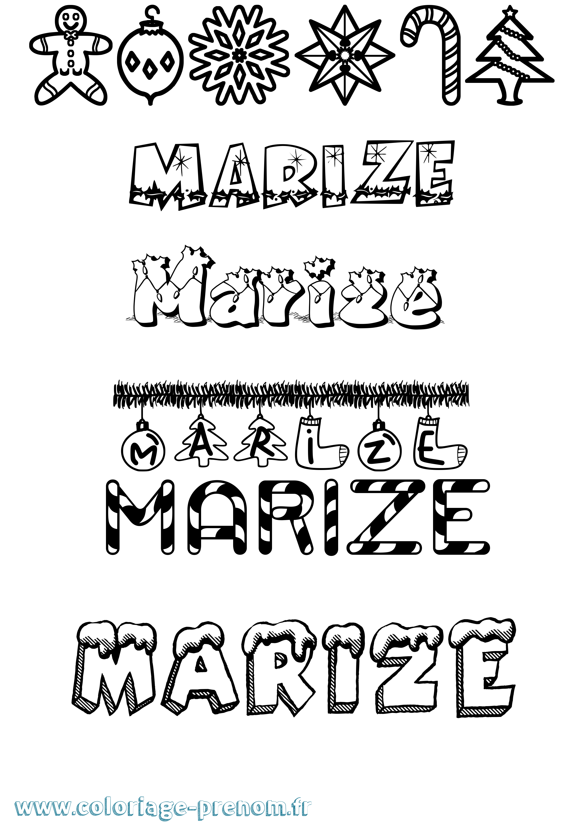 Coloriage Marize Noël Coloriage prénom Marize Noël