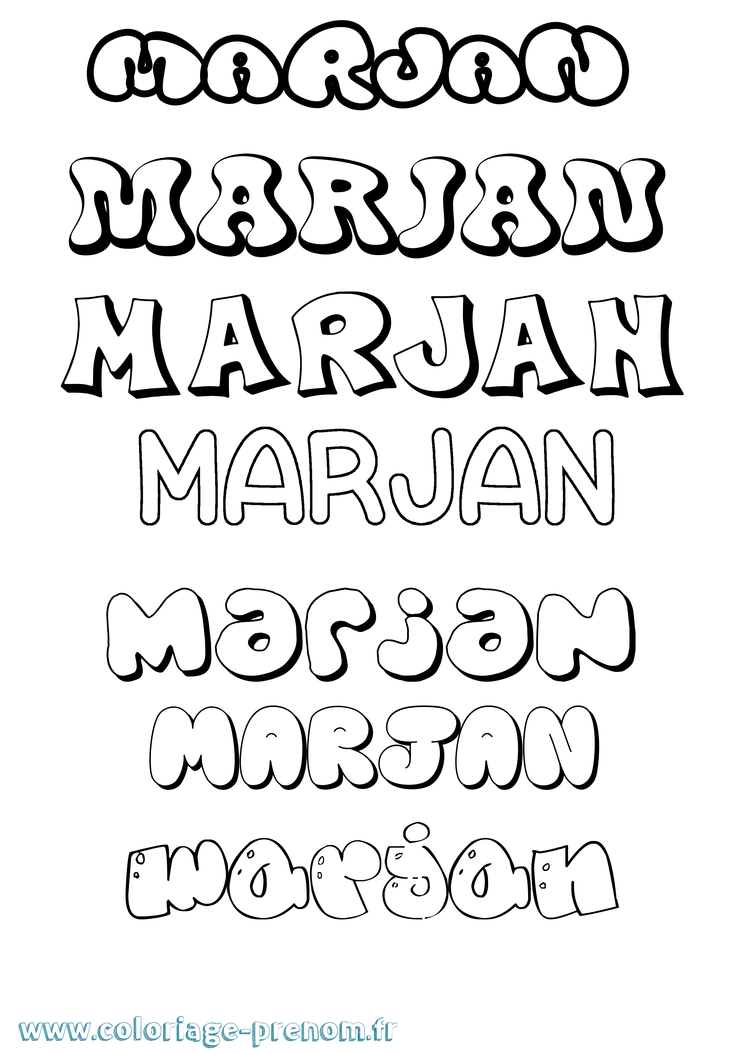 Coloriage Marjan Bubble Coloriage prénom Marjan Bubble