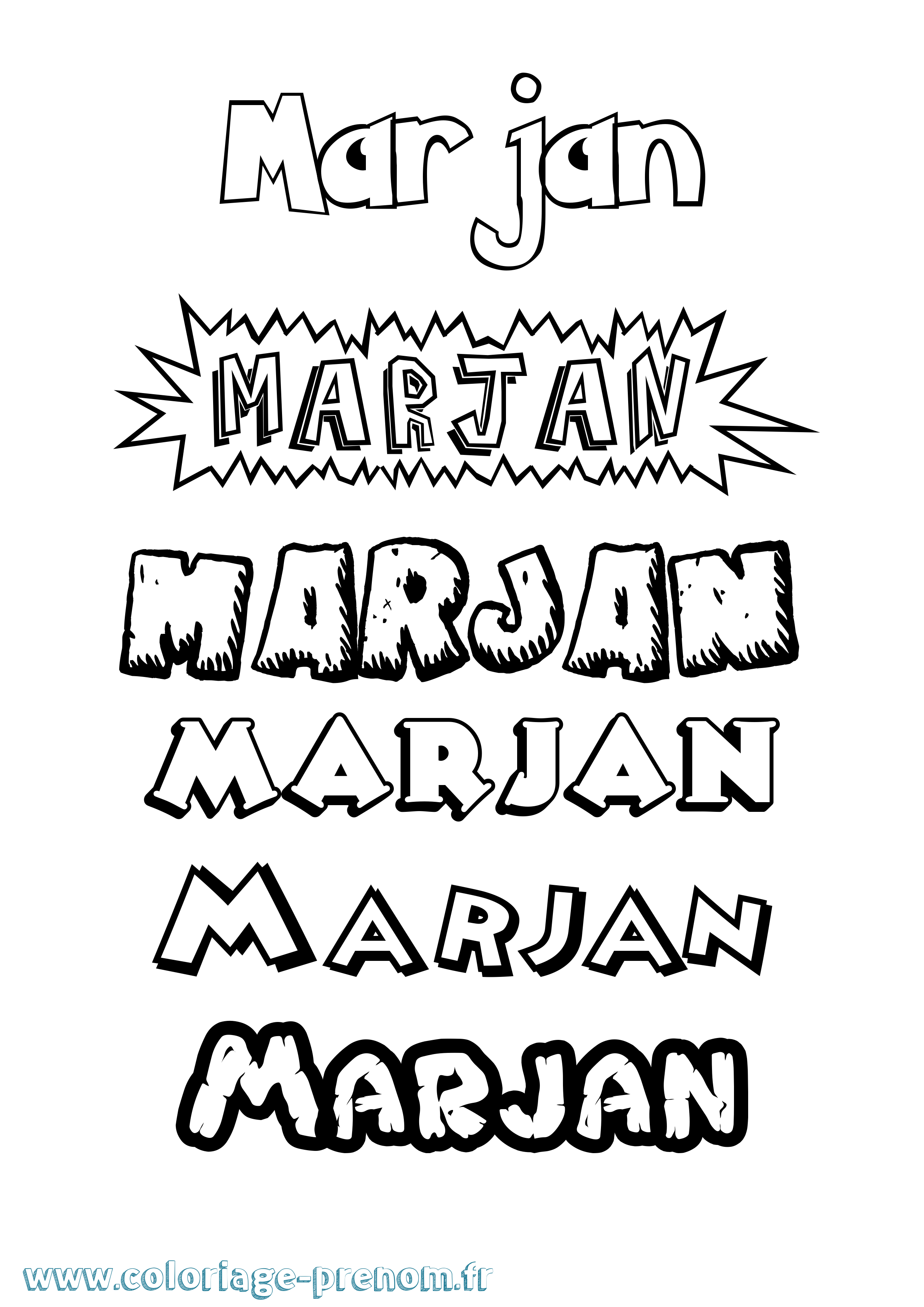 Coloriage Marjan Dessin Animé Coloriage prénom Marjan Dessin Animé