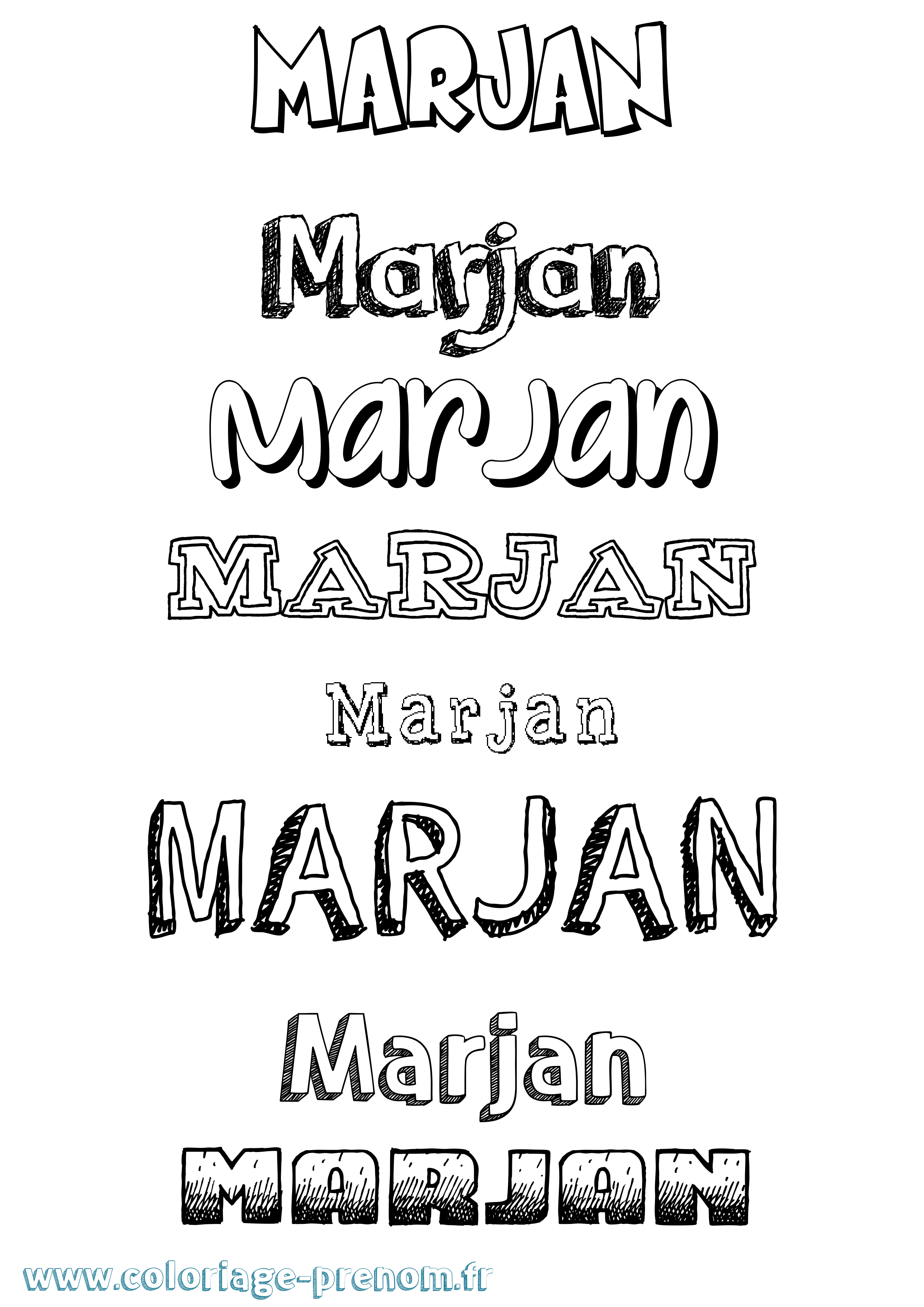 Coloriage Marjan Dessiné Coloriage prénom Marjan Dessiné