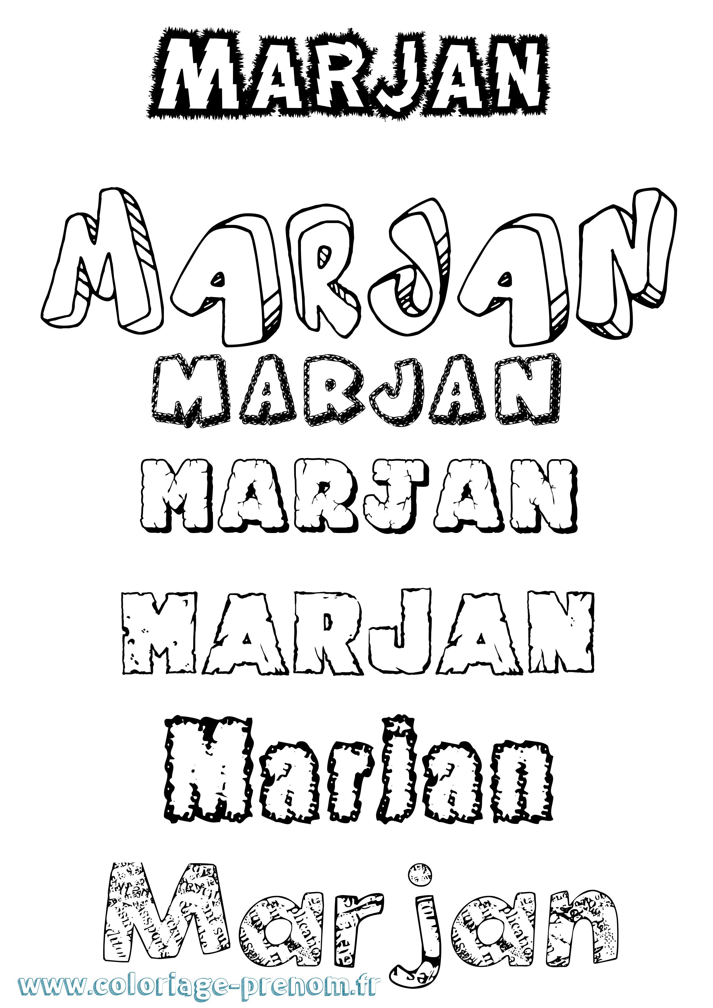 Coloriage Marjan Destructuré Coloriage prénom Marjan Destructuré