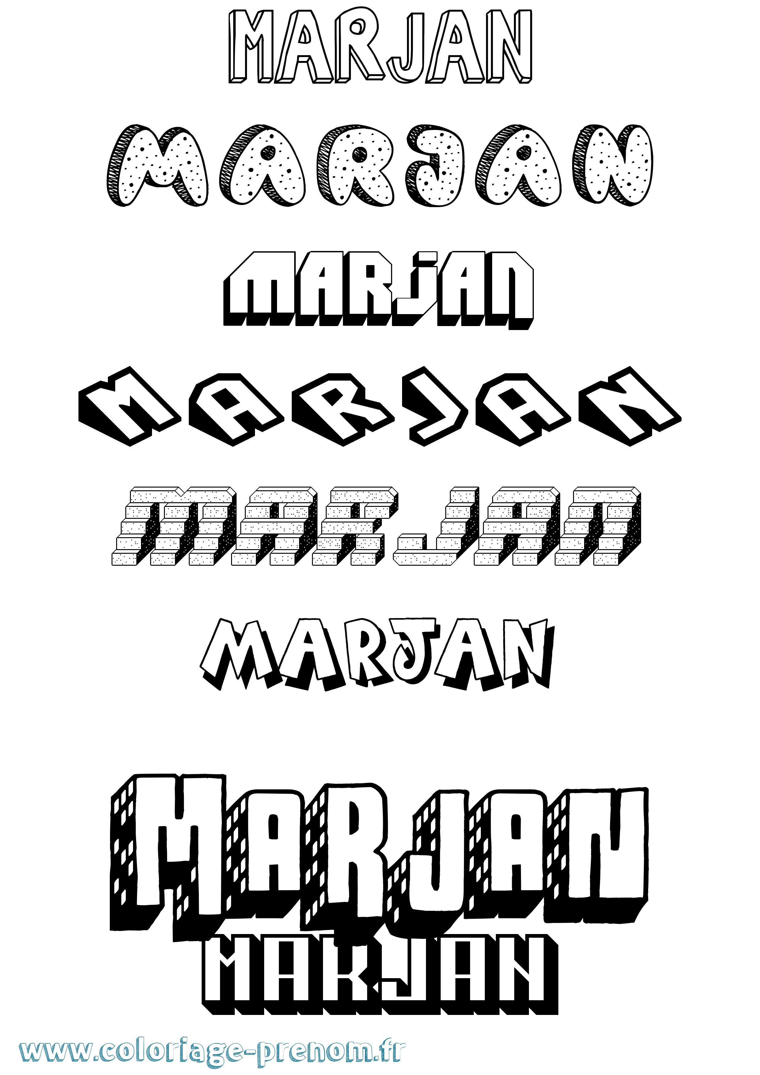 Coloriage Marjan Effet 3D Coloriage prénom Marjan Effet 3D