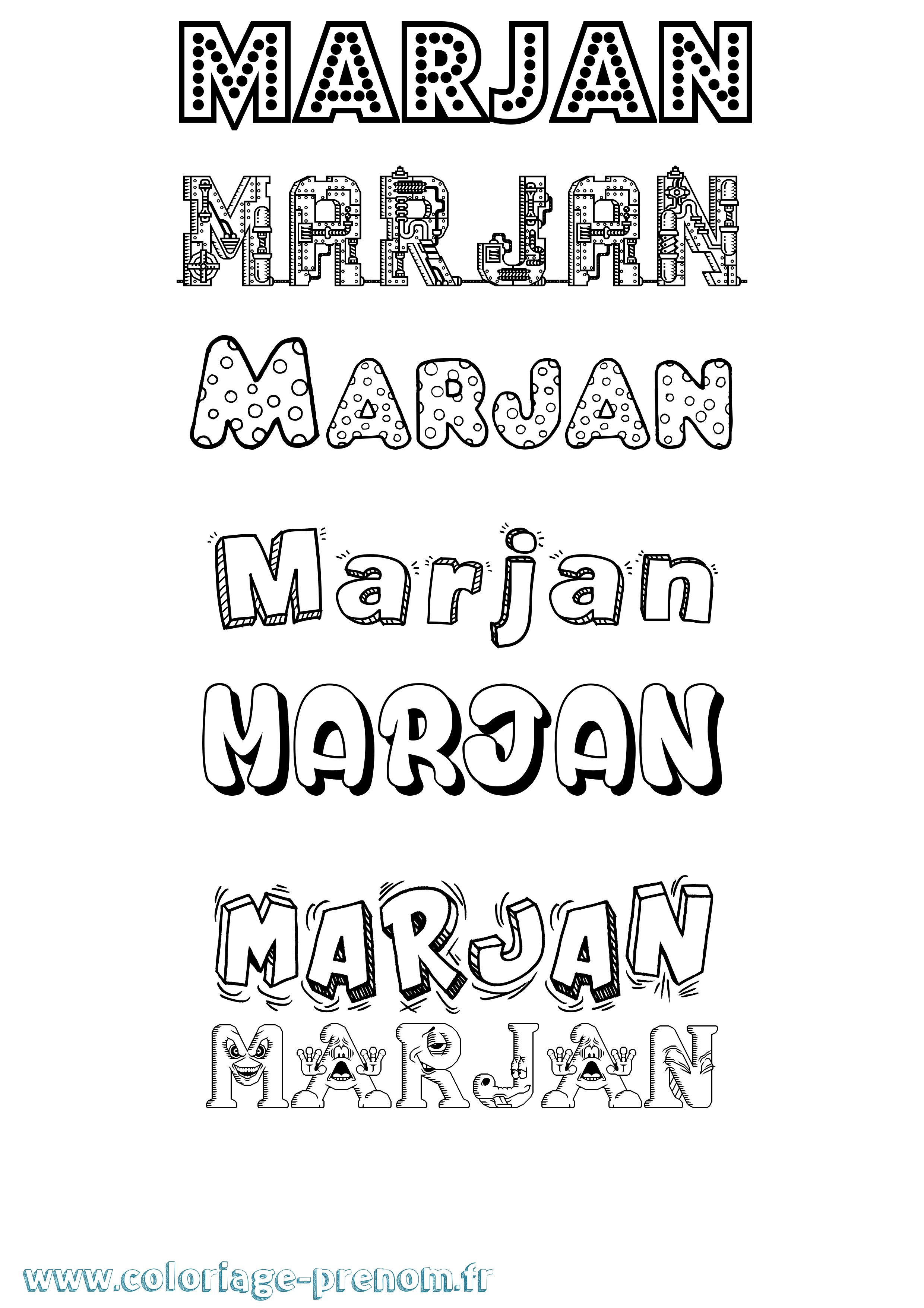 Coloriage Marjan Fun Coloriage prénom Marjan Fun