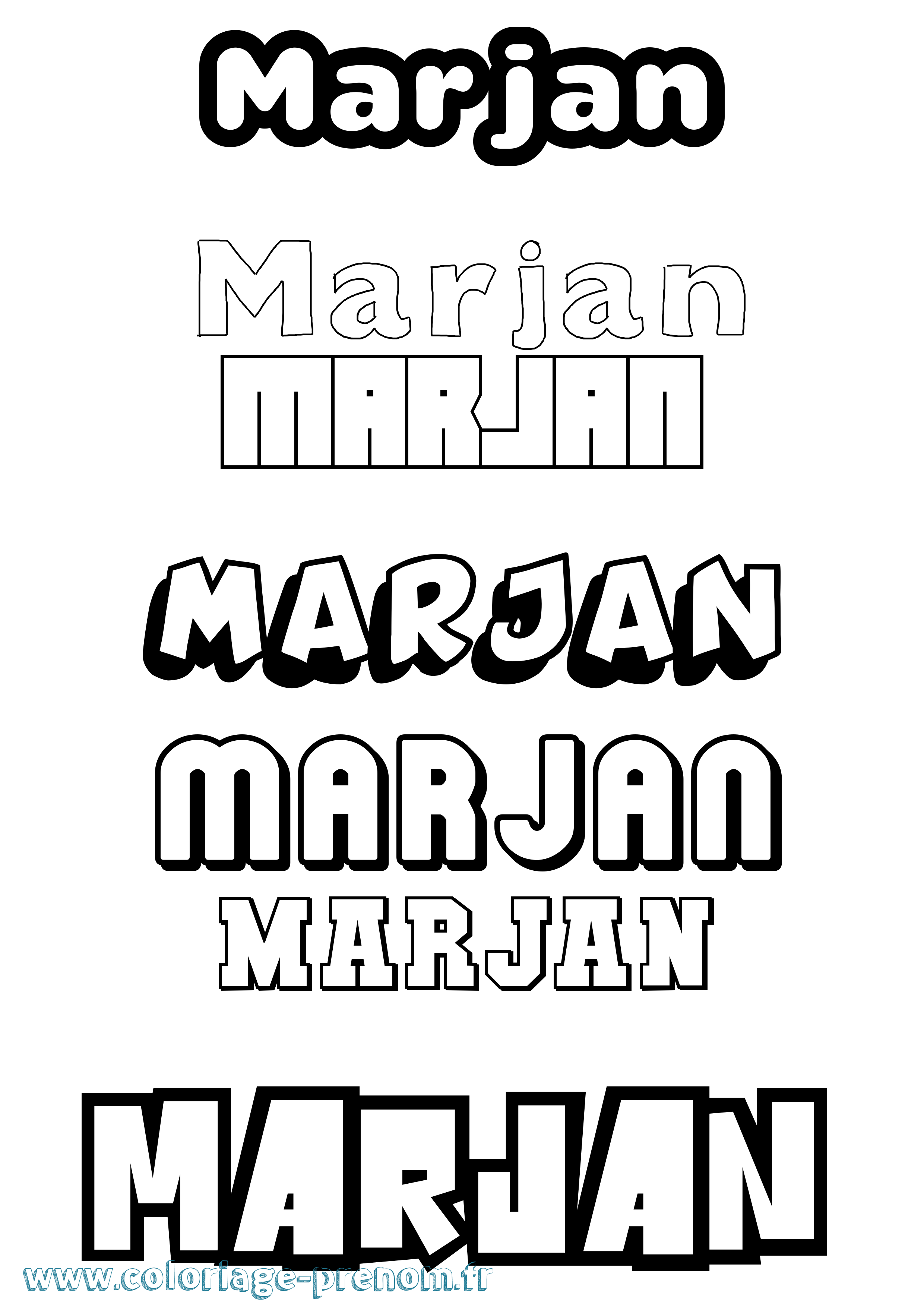 Coloriage Marjan Simple Coloriage prénom Marjan Simple