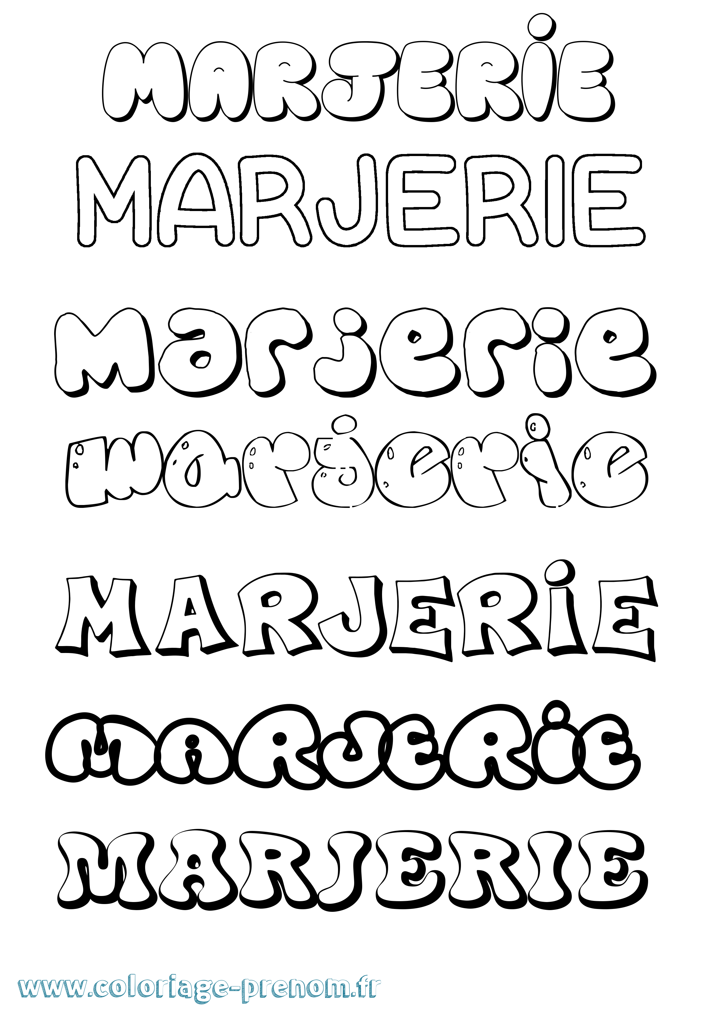 Coloriage Marjerie Bubble Coloriage prénom Marjerie Bubble