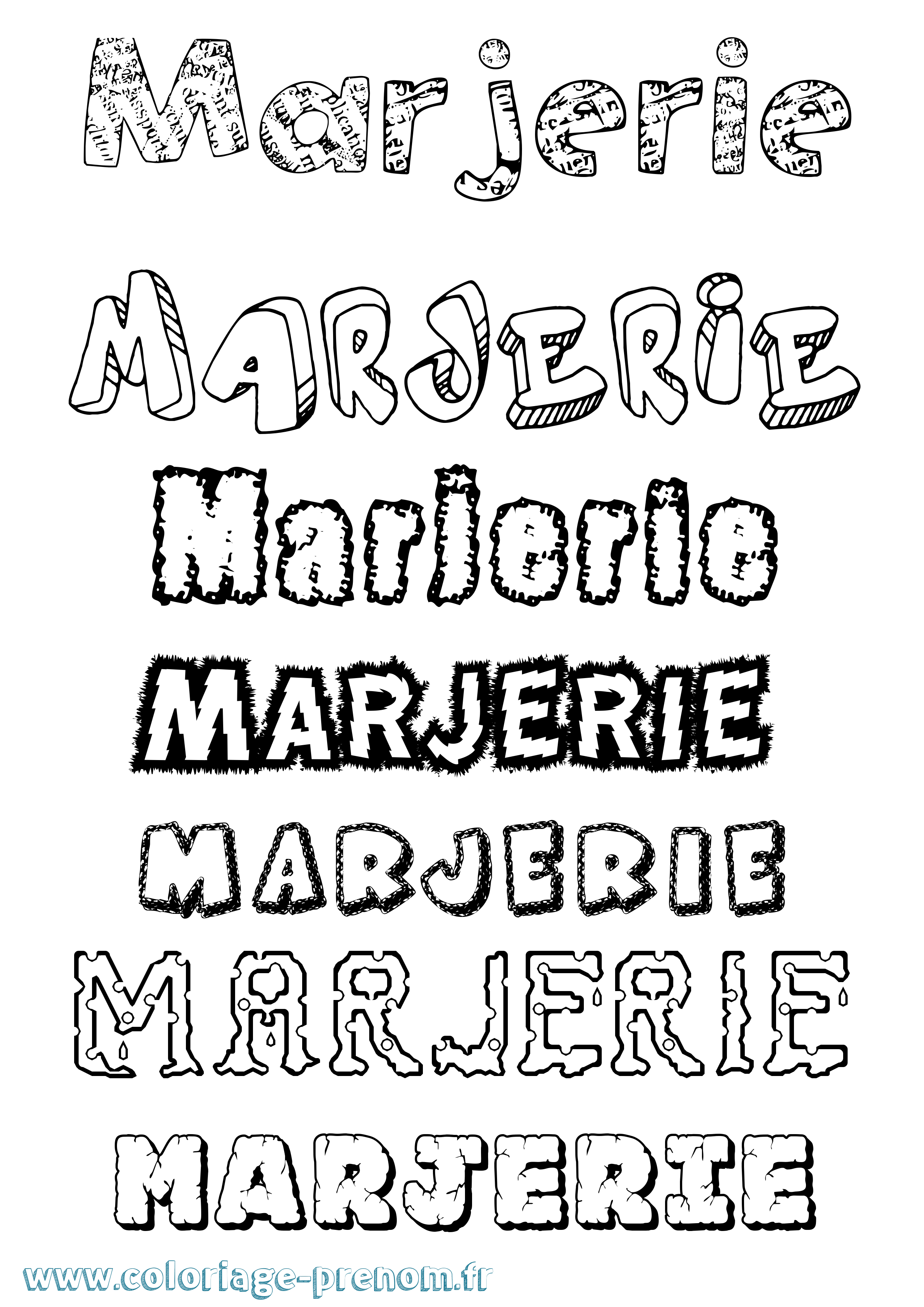 Coloriage Marjerie Destructuré Coloriage prénom Marjerie Destructuré