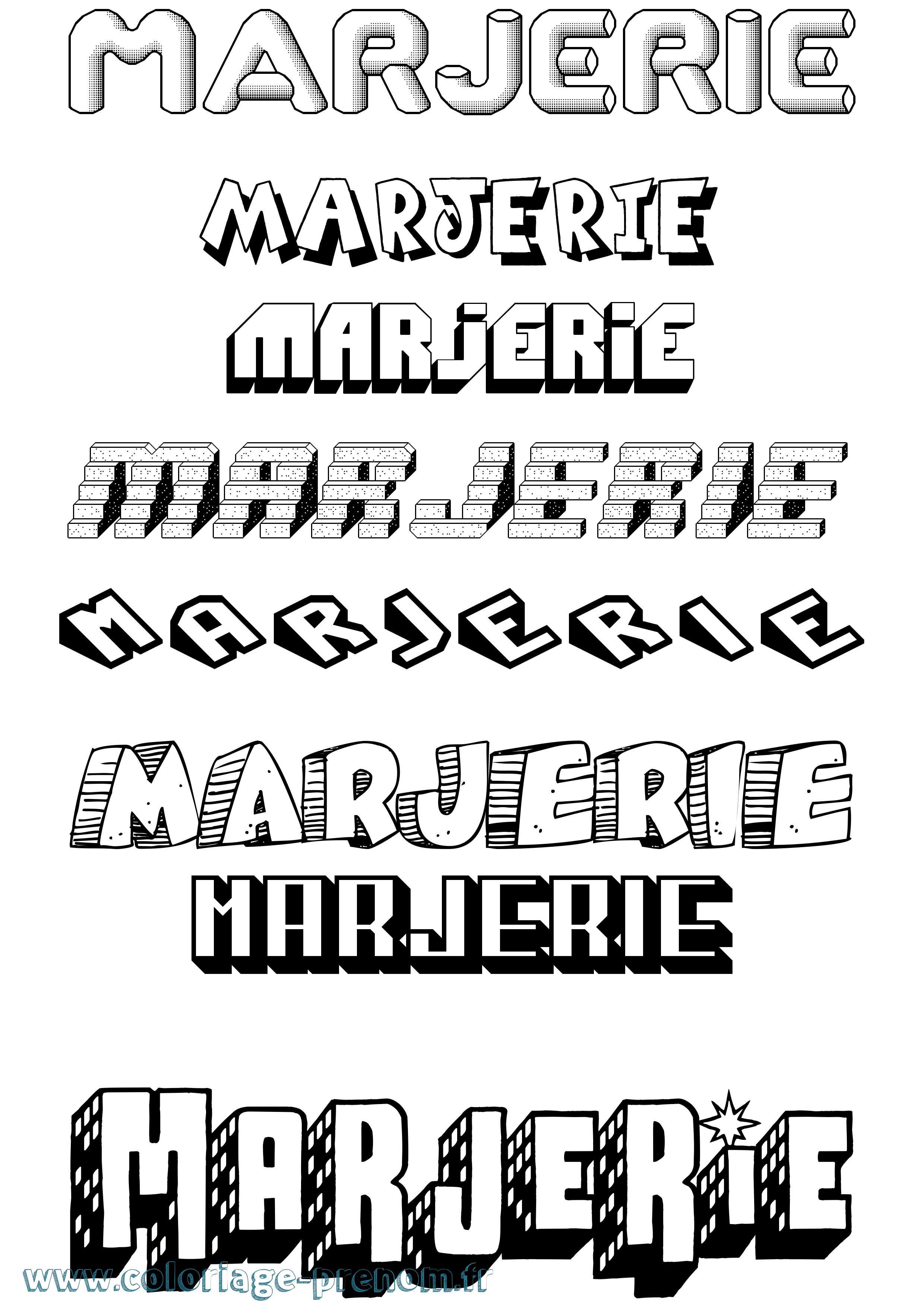 Coloriage Marjerie Effet 3D Coloriage prénom Marjerie Effet 3D