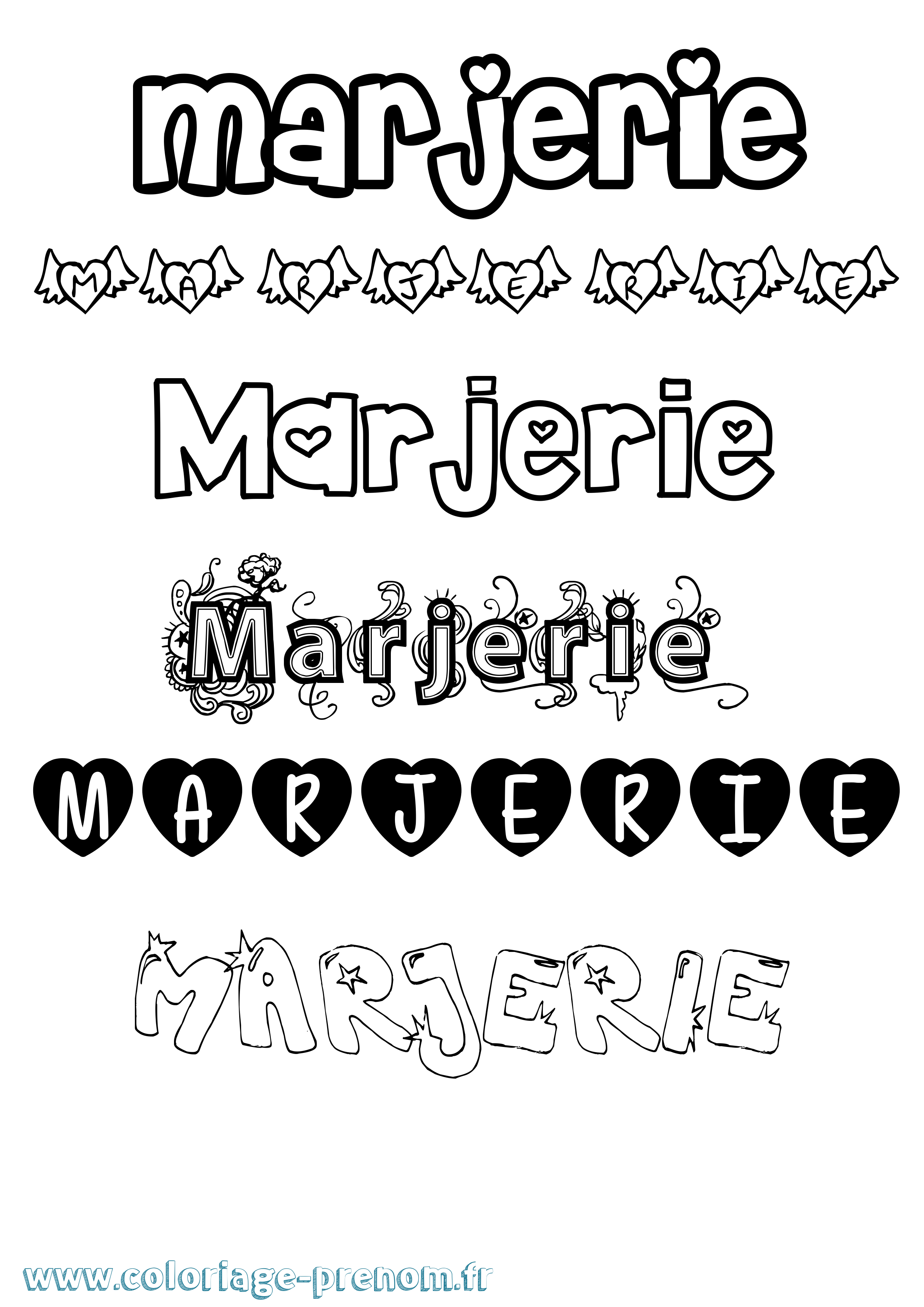 Coloriage Marjerie Girly Coloriage prénom Marjerie Girly