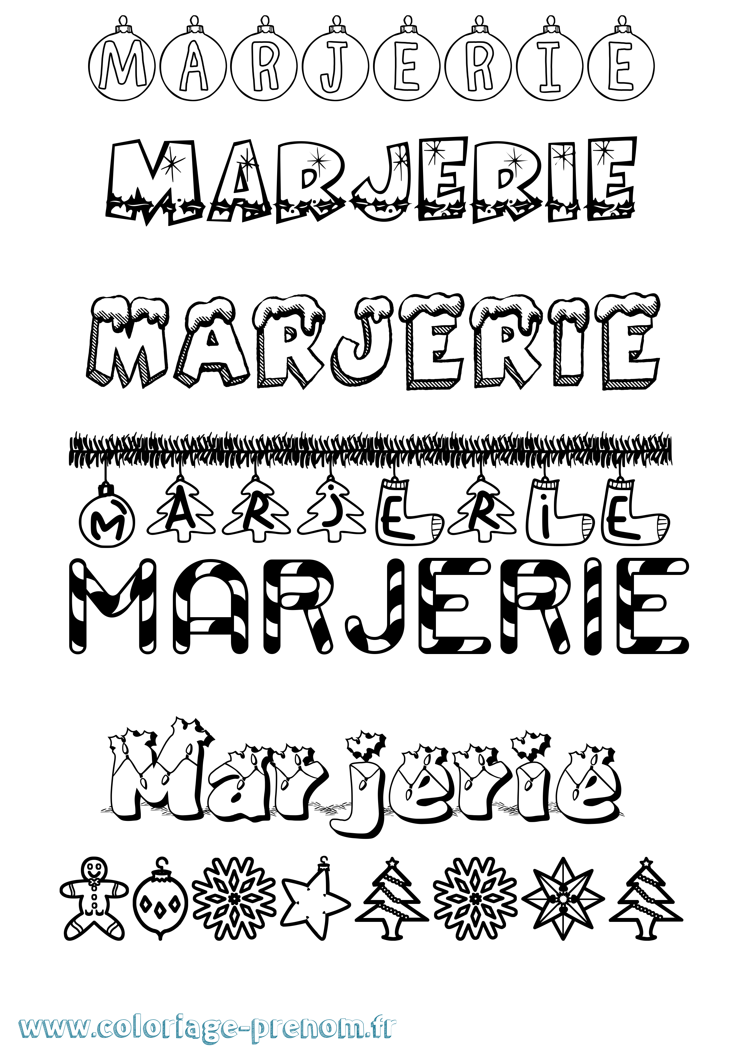 Coloriage Marjerie Noël Coloriage prénom Marjerie Noël