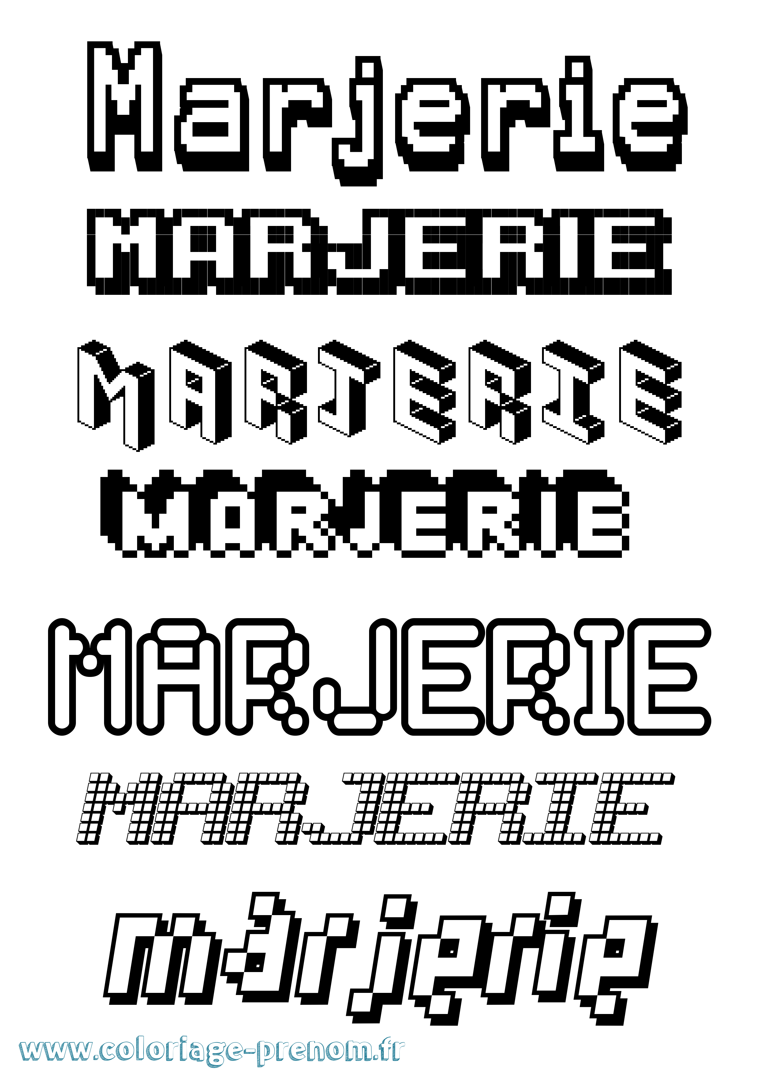 Coloriage Marjerie Pixel Coloriage prénom Marjerie Pixel
