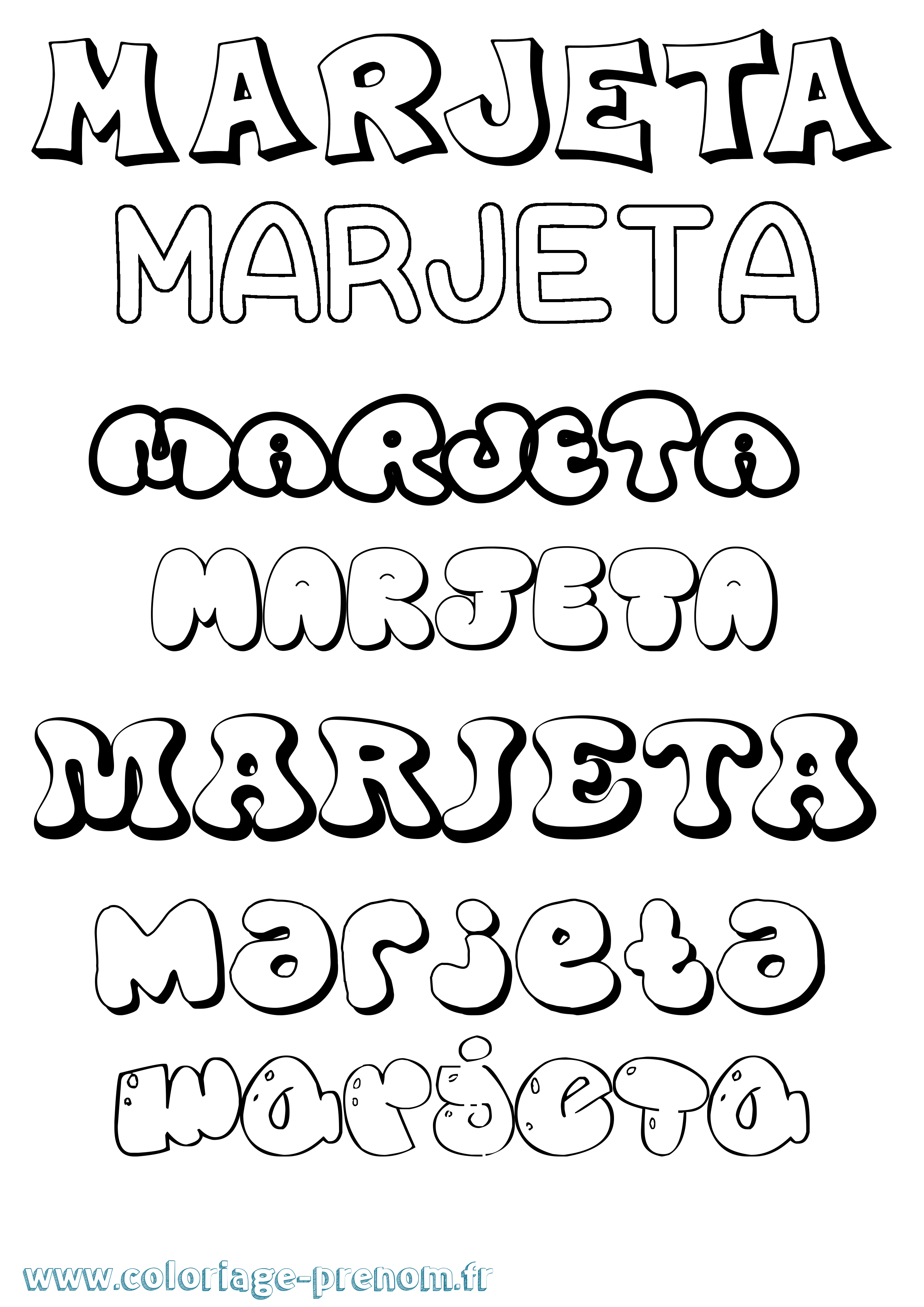 Coloriage Marjeta Bubble Coloriage prénom Marjeta Bubble