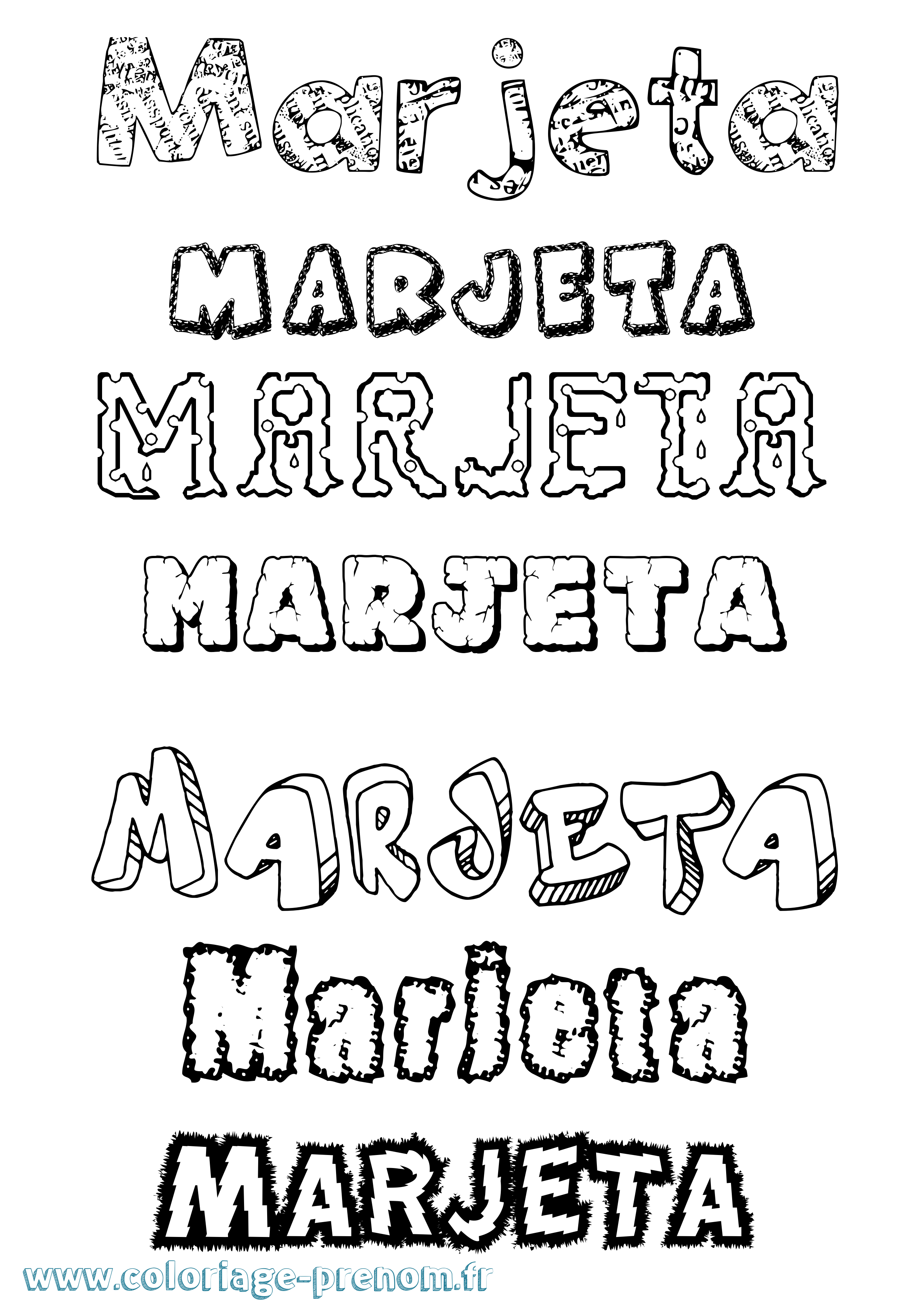 Coloriage Marjeta Destructuré Coloriage prénom Marjeta Destructuré