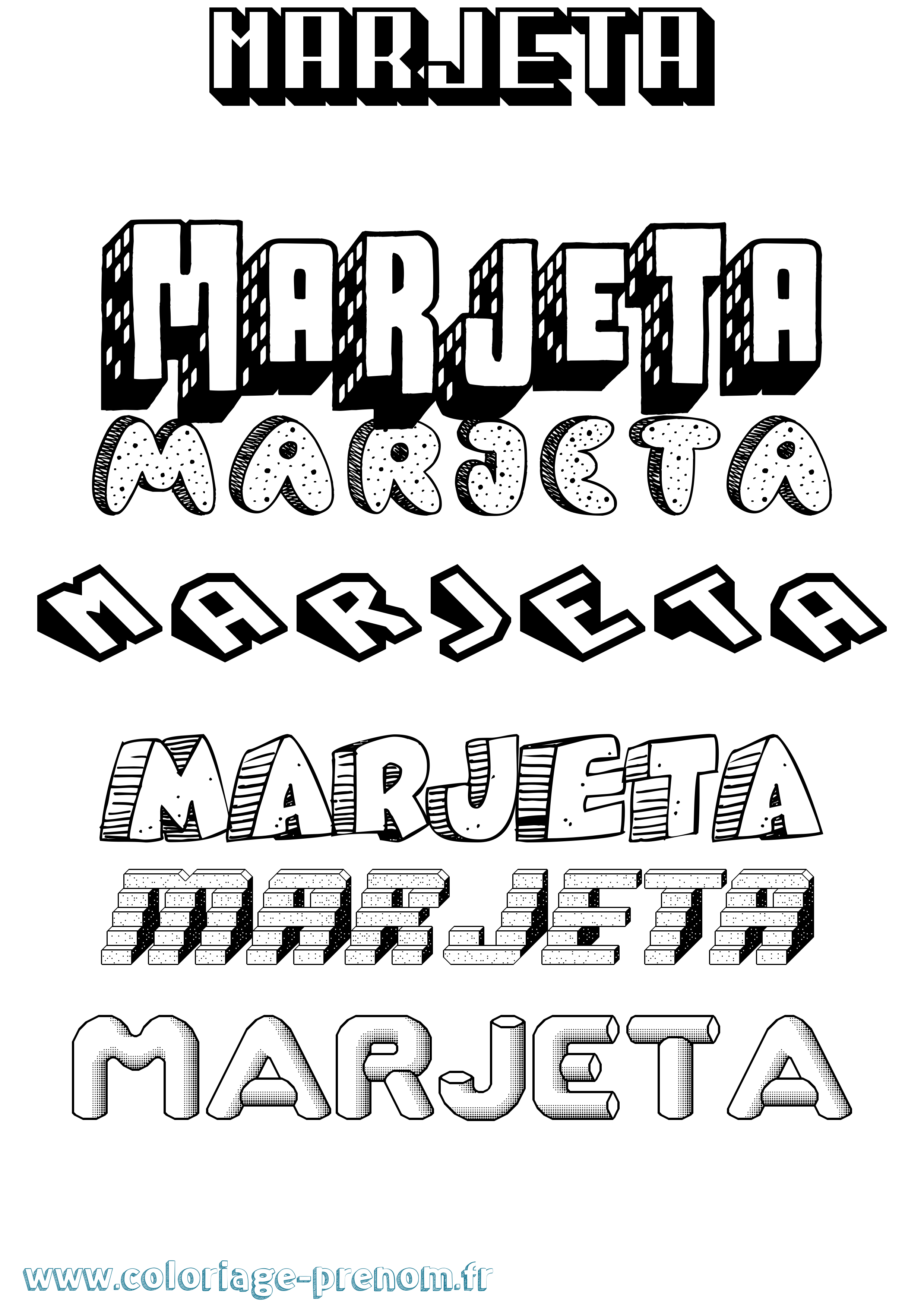 Coloriage Marjeta Effet 3D Coloriage prénom Marjeta Effet 3D