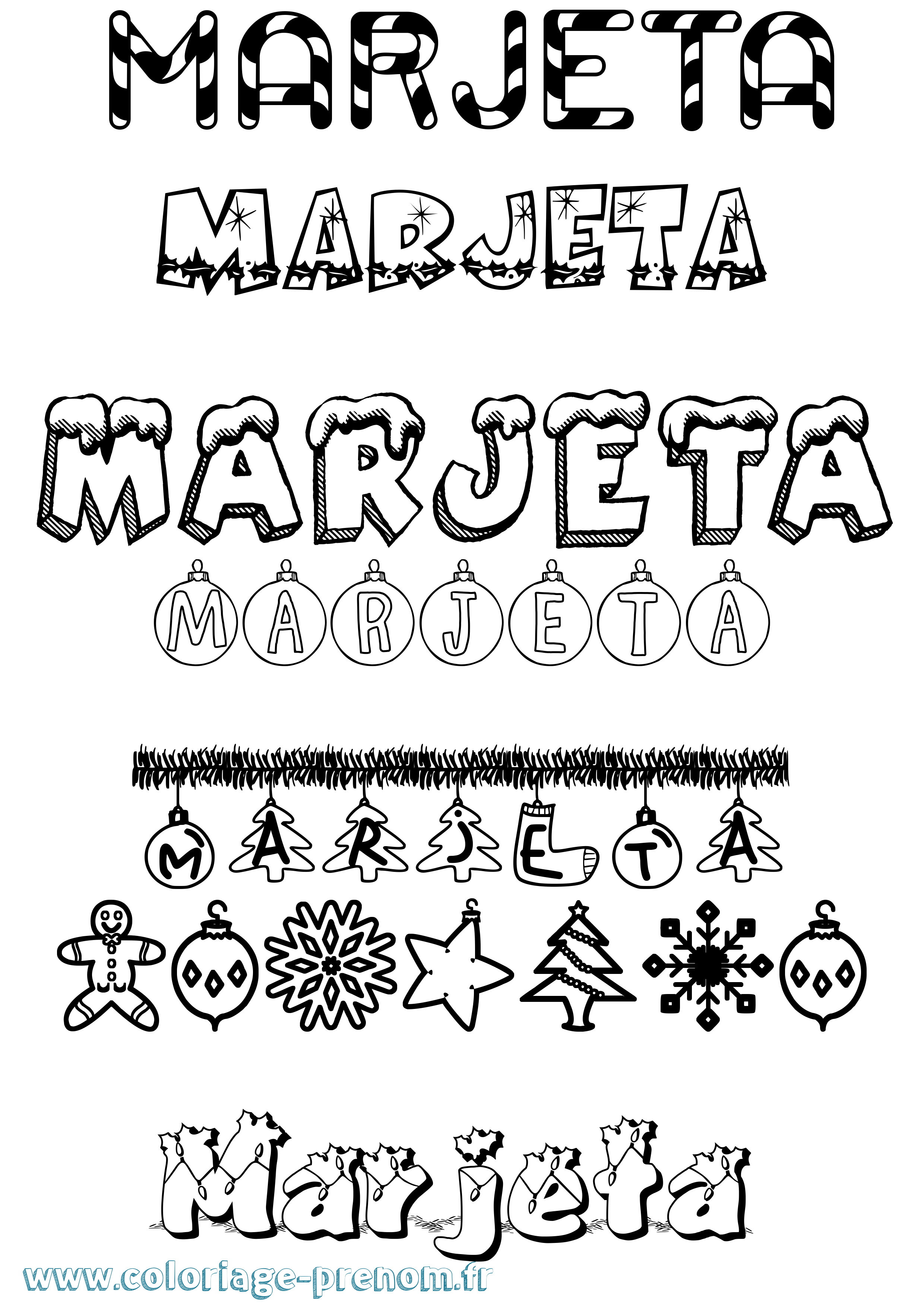 Coloriage Marjeta Noël Coloriage prénom Marjeta Noël