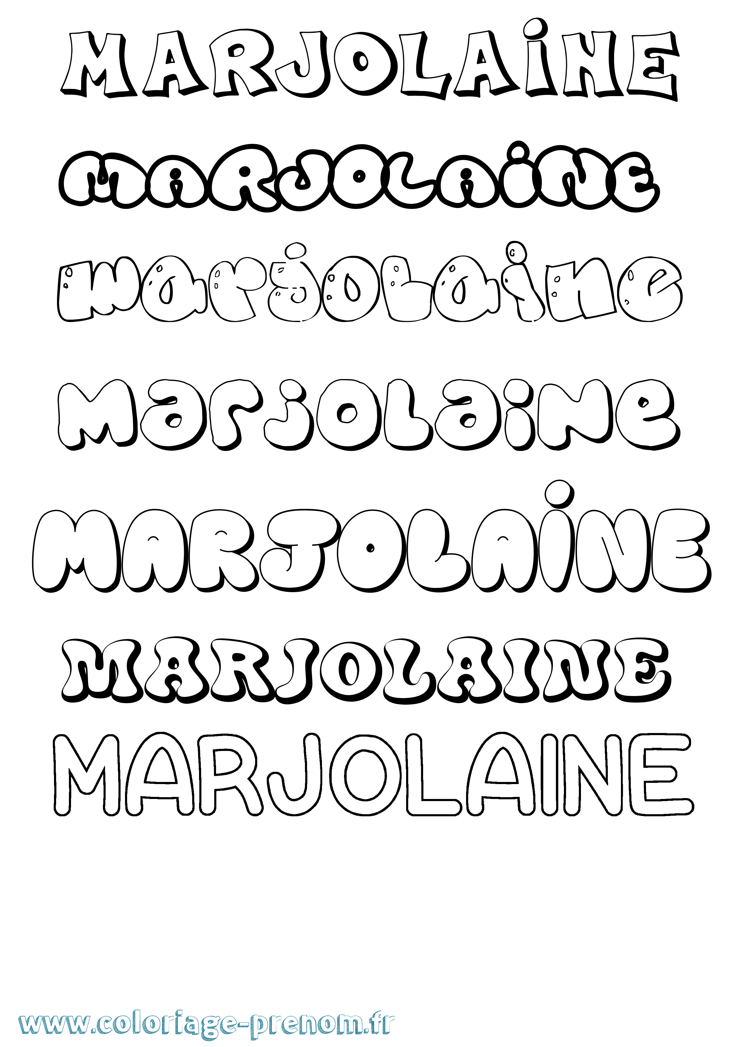 Coloriage Marjolaine Bubble Coloriage prénom Marjolaine Bubble