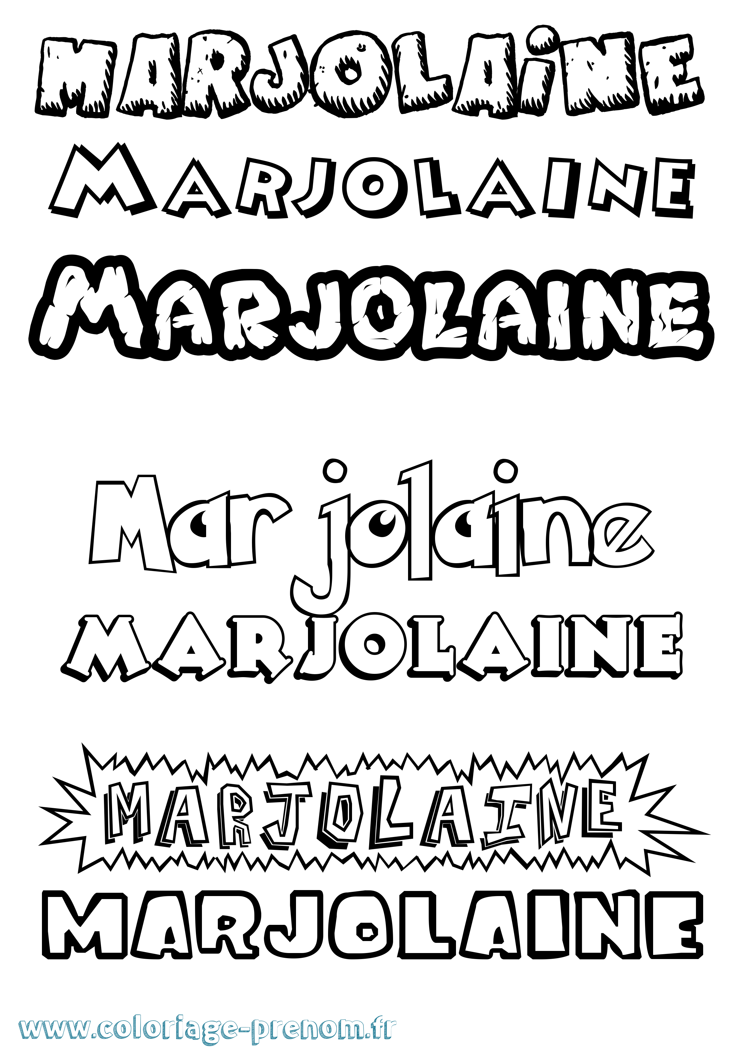 Coloriage Marjolaine Dessin Animé Coloriage prénom Marjolaine Dessin Animé