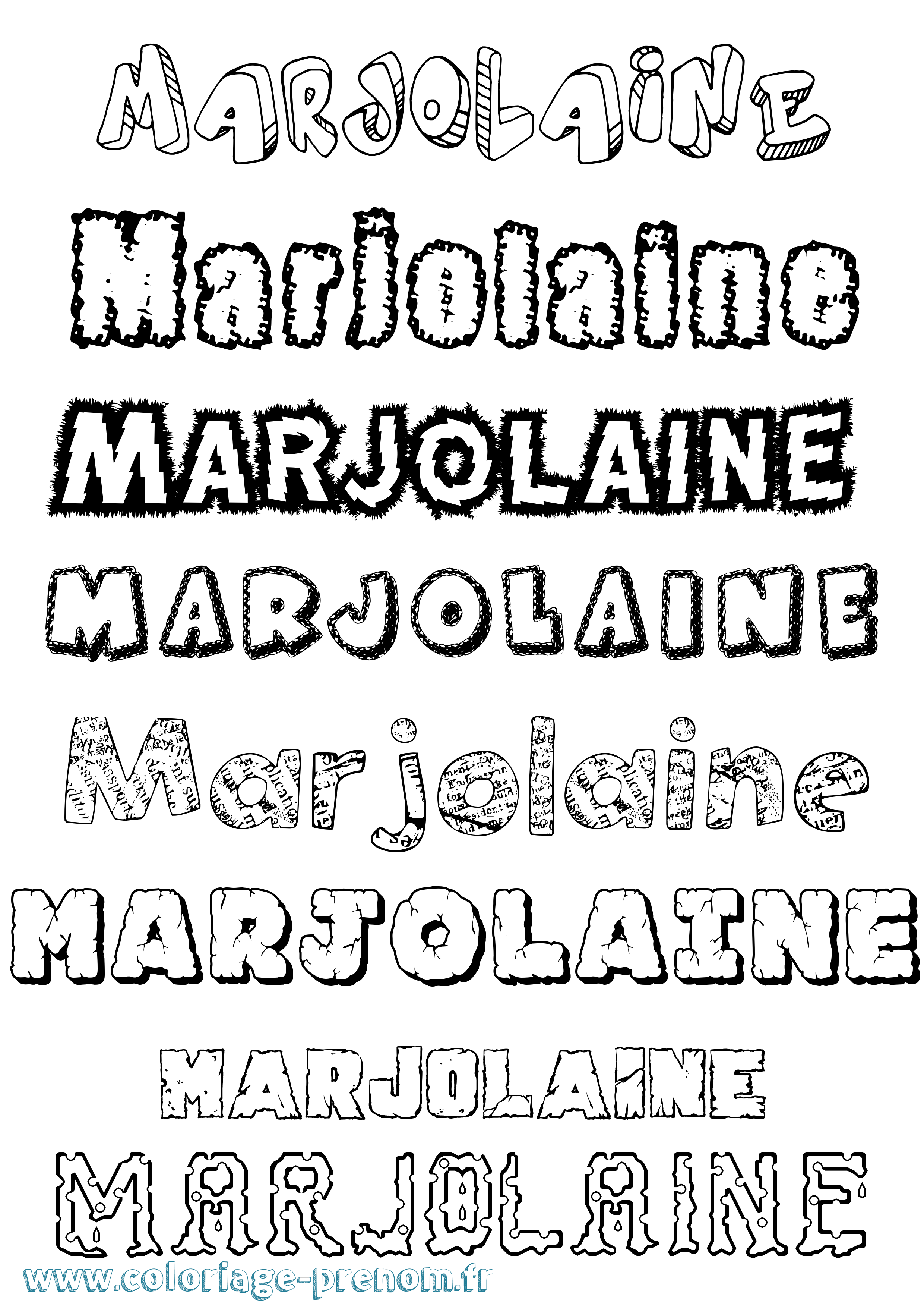 Coloriage Marjolaine Destructuré Coloriage prénom Marjolaine Destructuré