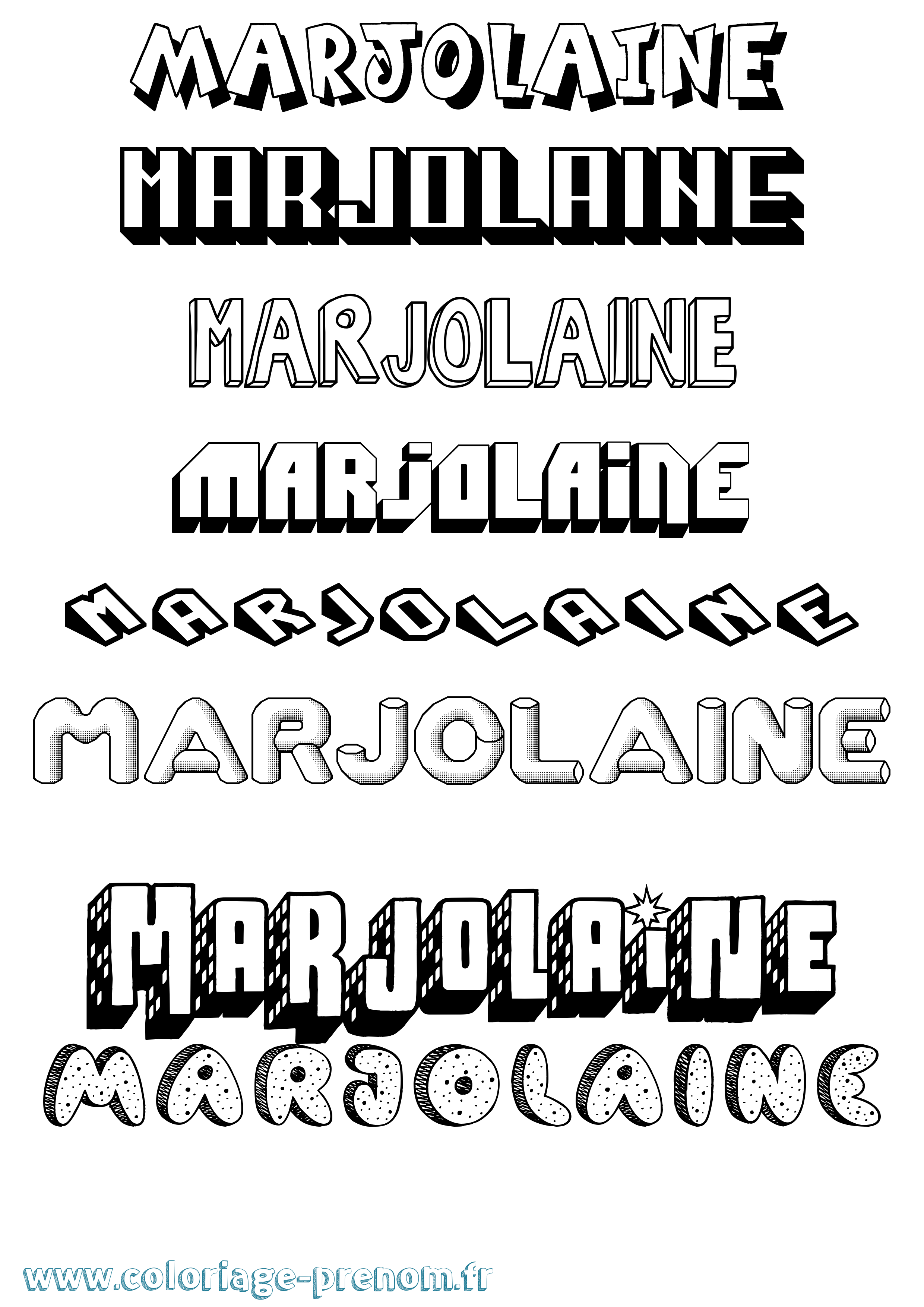 Coloriage Marjolaine Effet 3D Coloriage prénom Marjolaine Effet 3D