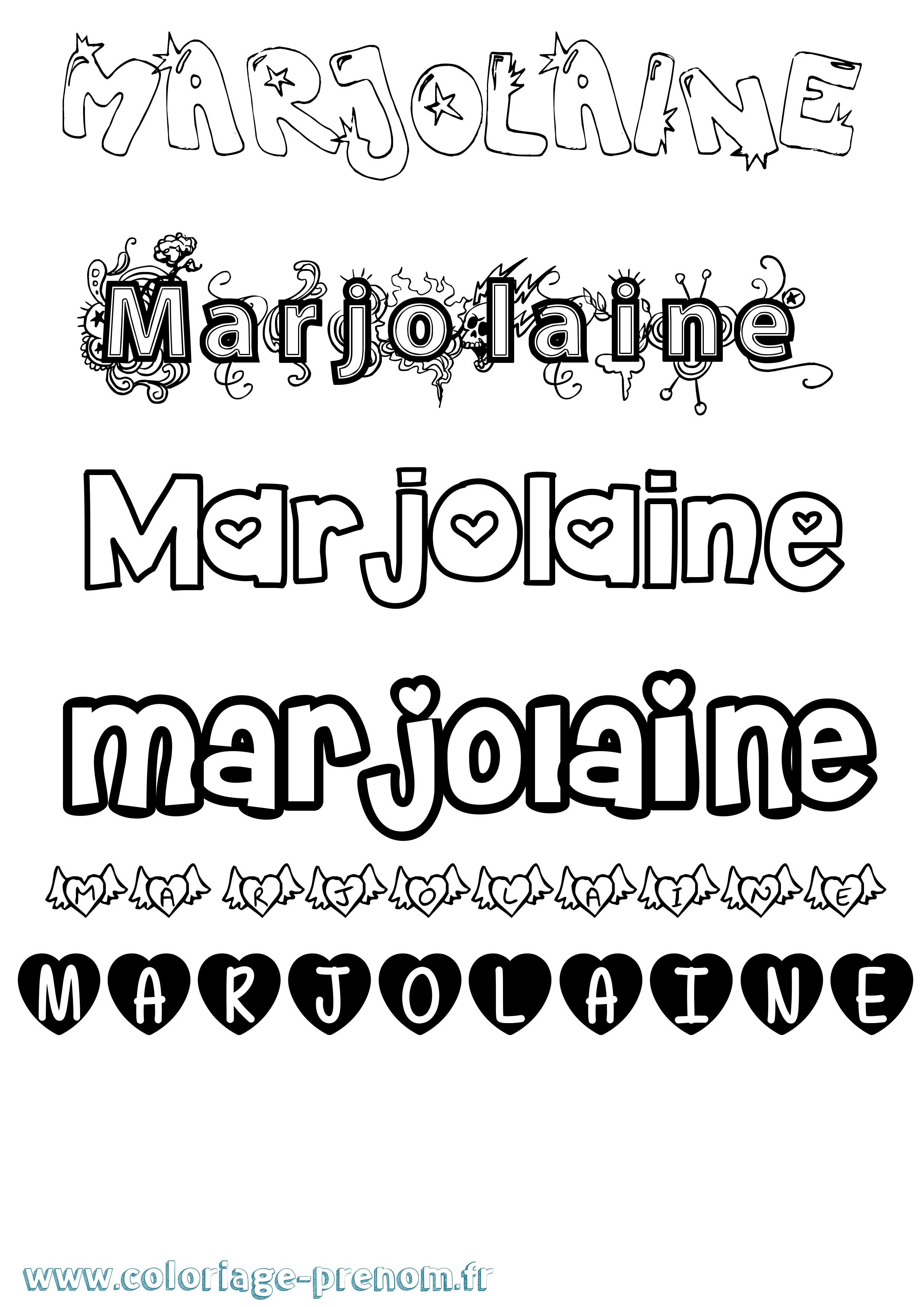 Coloriage Marjolaine Girly Coloriage prénom Marjolaine Girly