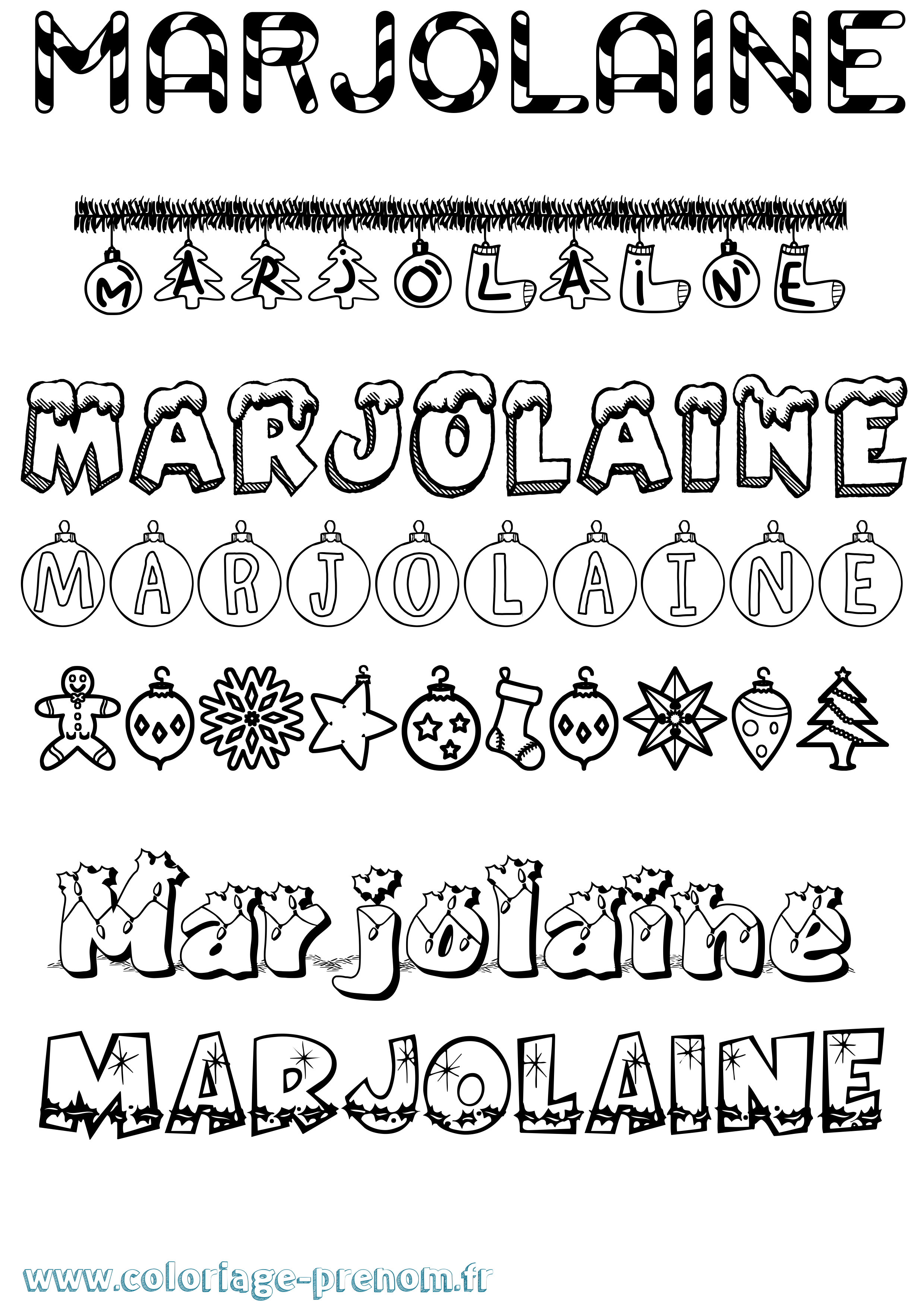 Coloriage Marjolaine Noël Coloriage prénom Marjolaine Noël