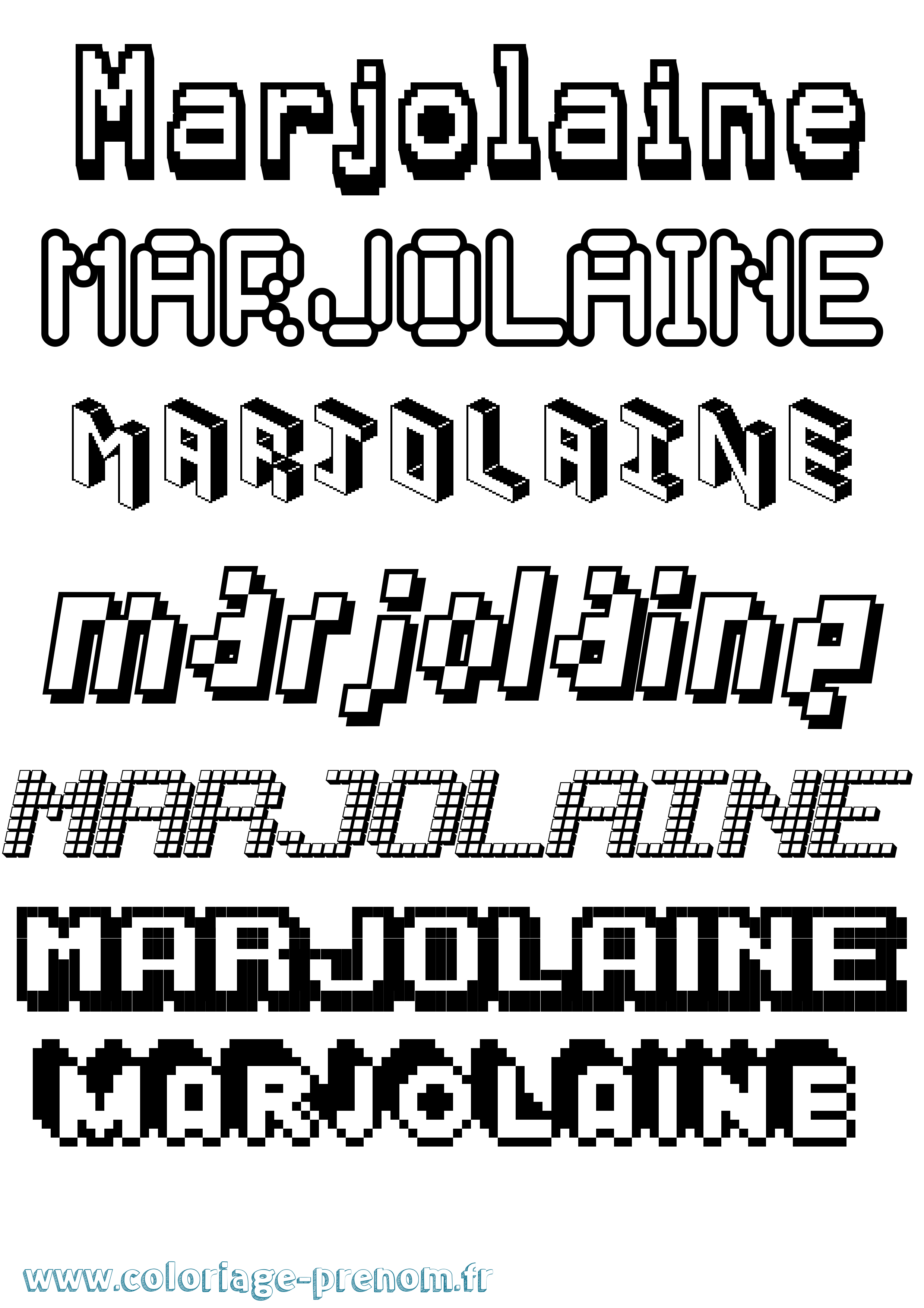 Coloriage Marjolaine Pixel Coloriage prénom Marjolaine Pixel