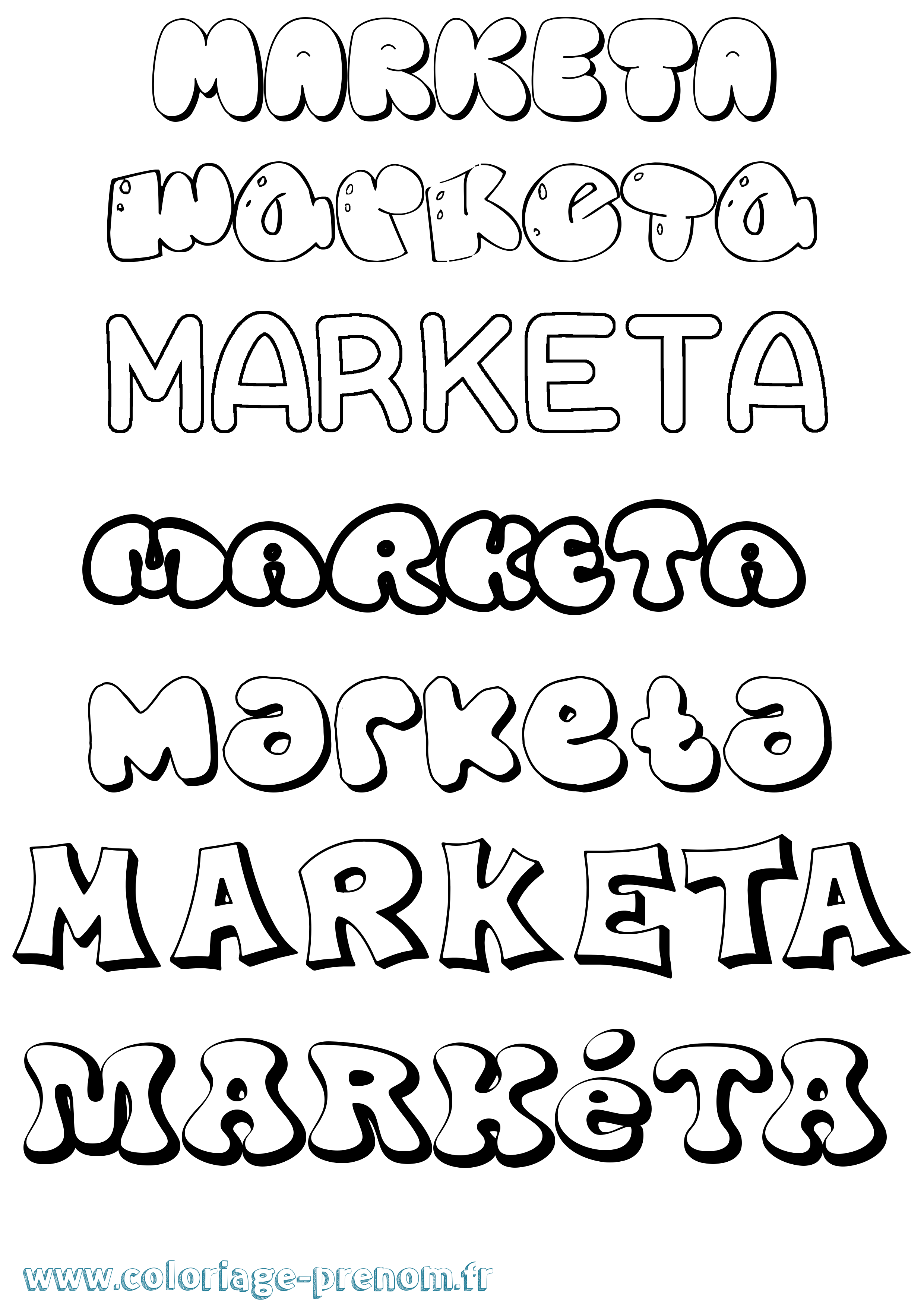 Coloriage Markéta Bubble Coloriage prénom Markéta Bubble