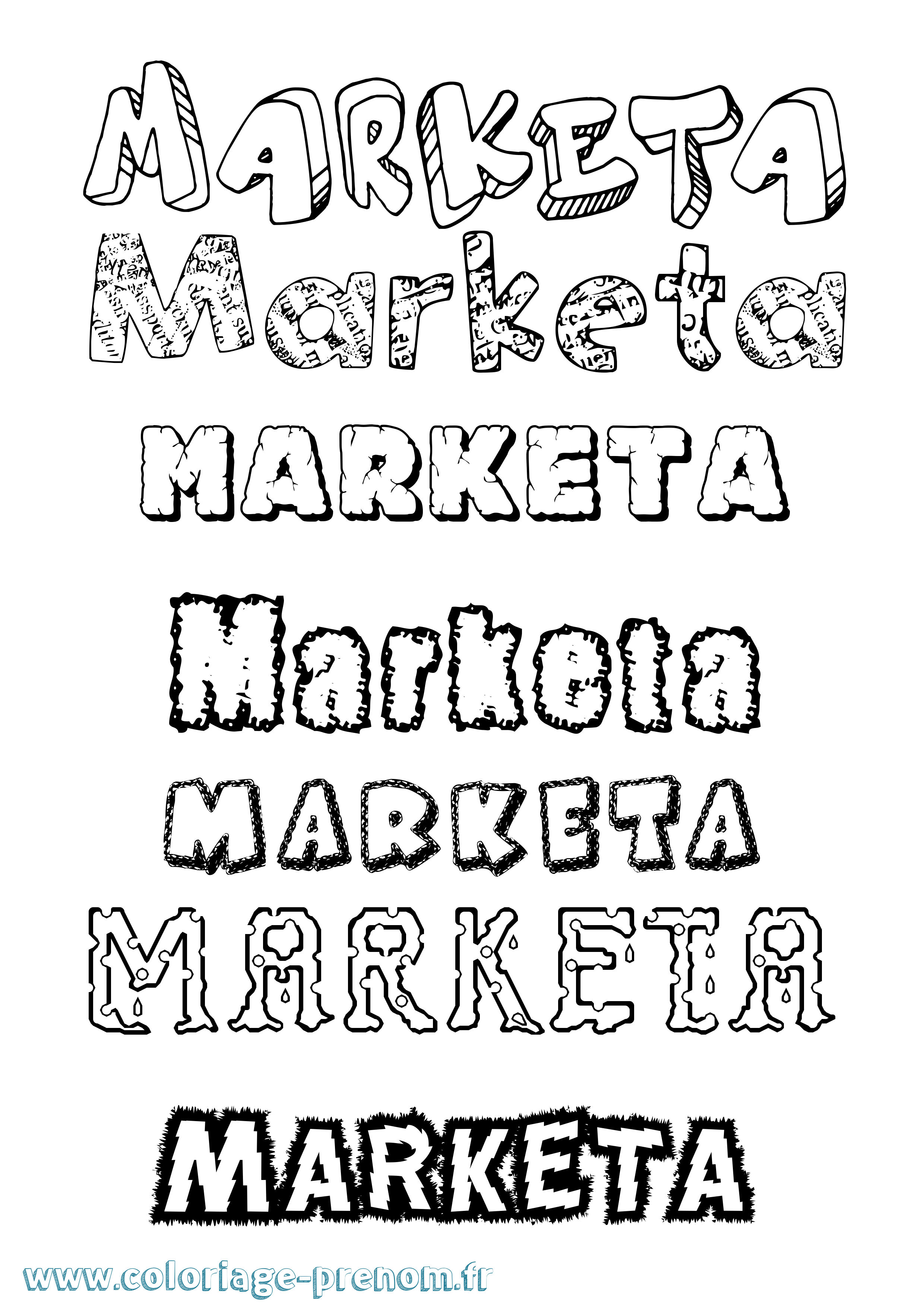 Coloriage Markéta Destructuré Coloriage prénom Markéta Destructuré